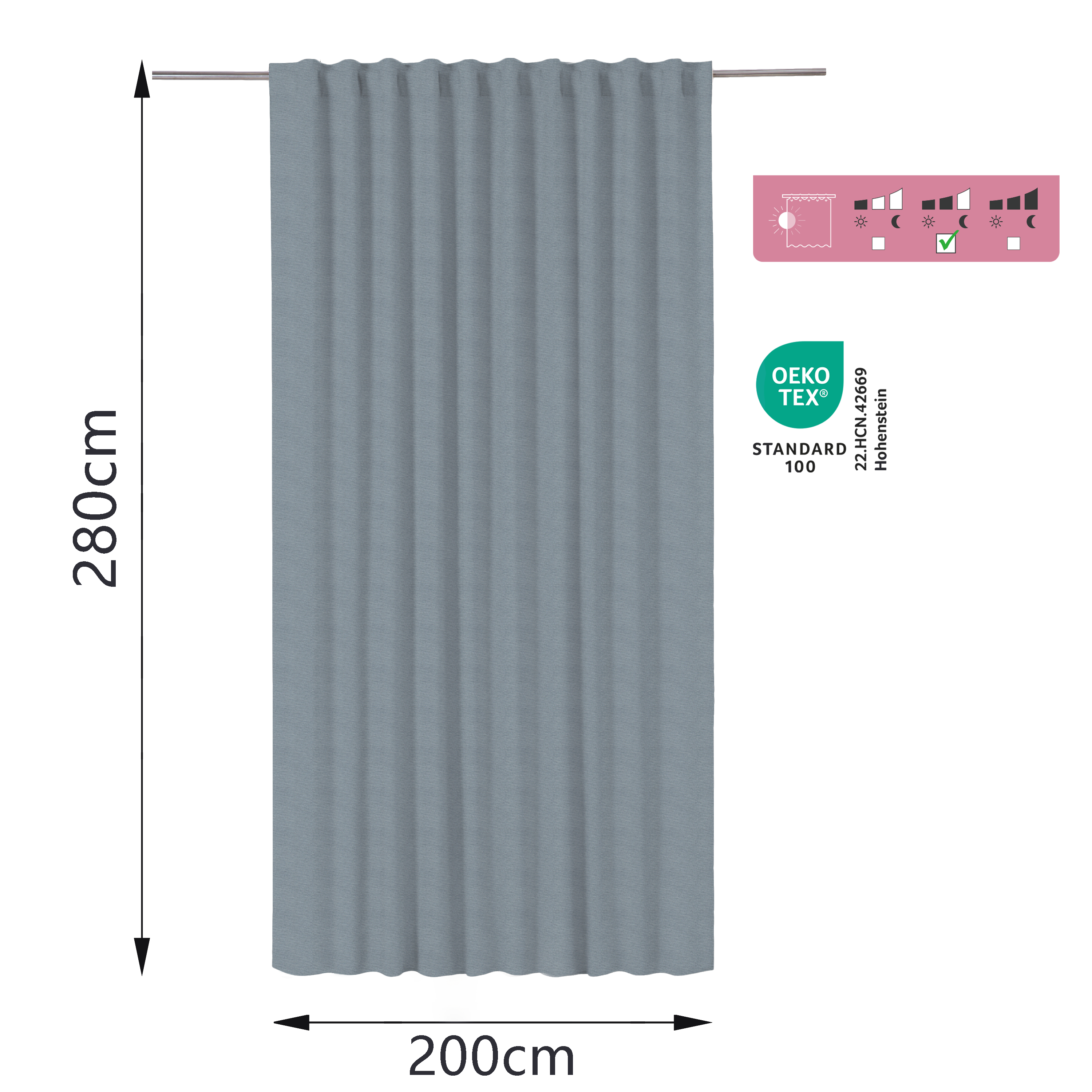 Cortinado fita e/ou presilha térmico Dagmar 200x280cm cinzento Inspire - 8