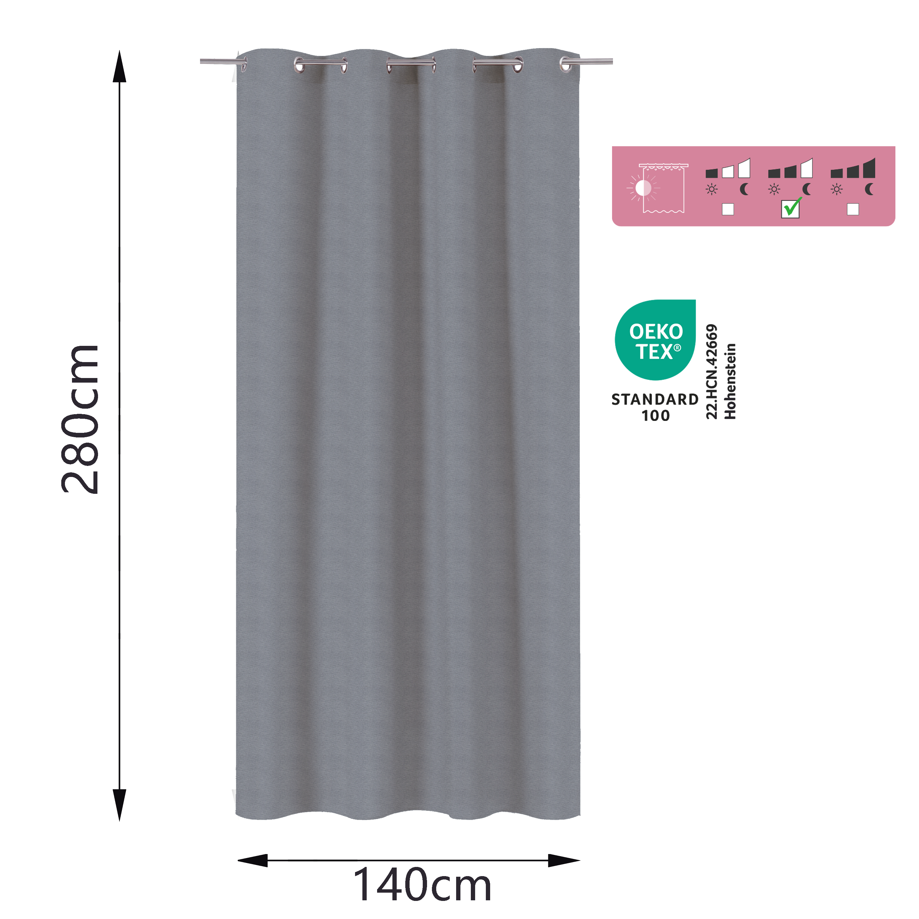 Cortina  ollaos Termica Dagmar  INSPIRE  gris granito de 140x280cm - 2