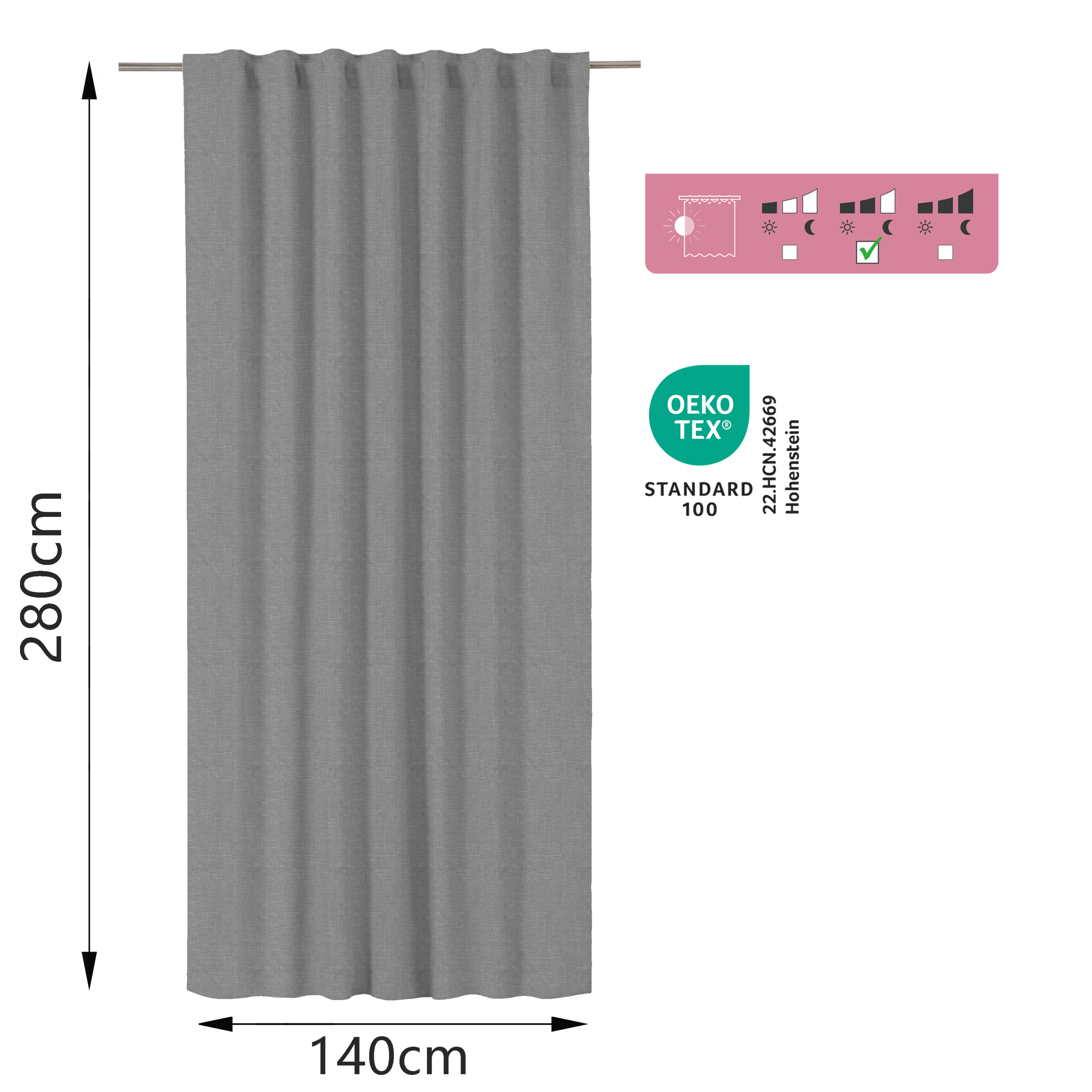 Cortinado fita e/ou presilha Raspberry 140x280cm cinzento Inspire - 9
