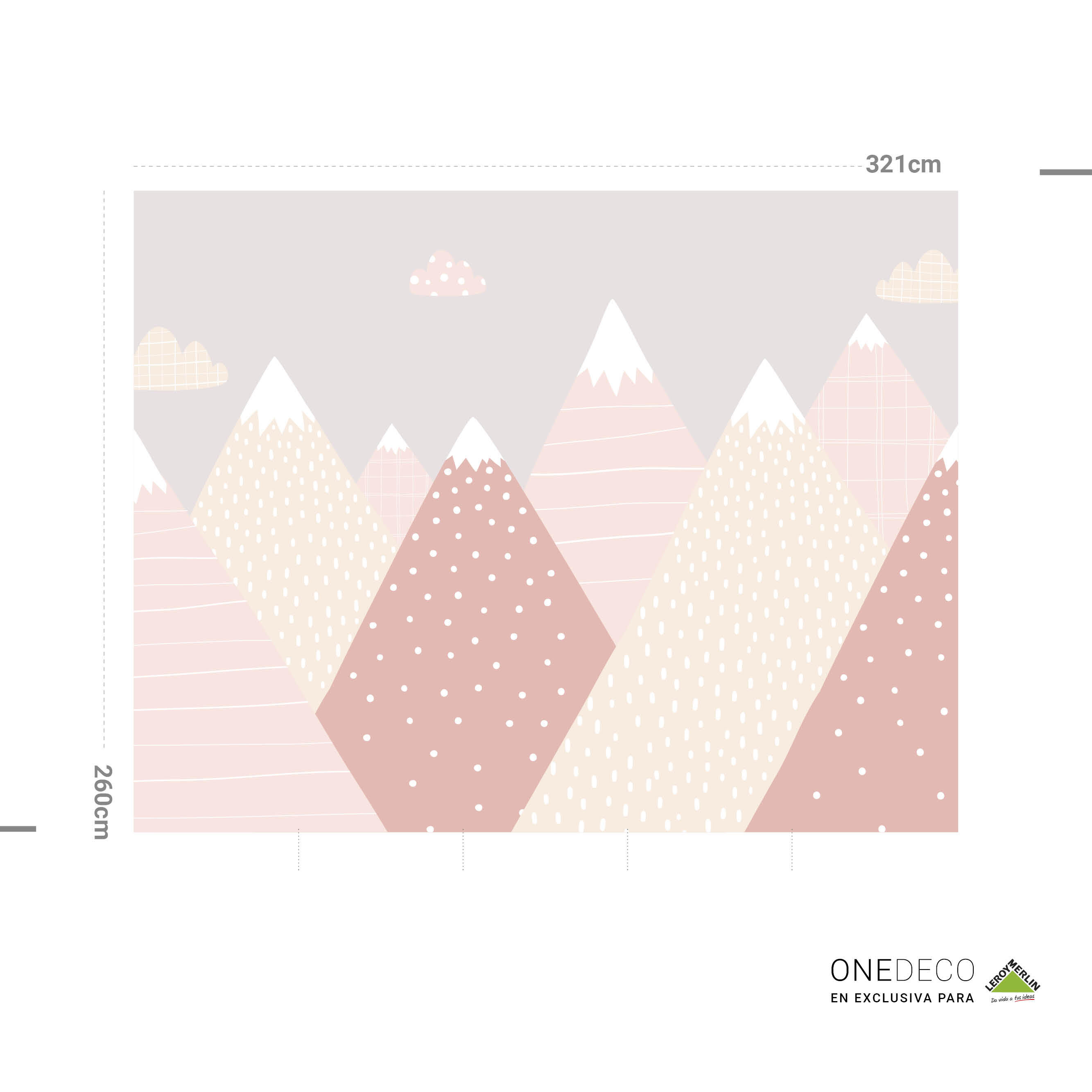 Mural adhesivo textil liso limpieza con paño húmedo infantil Climb rosa 321 x 260 cm MOTIF - 4