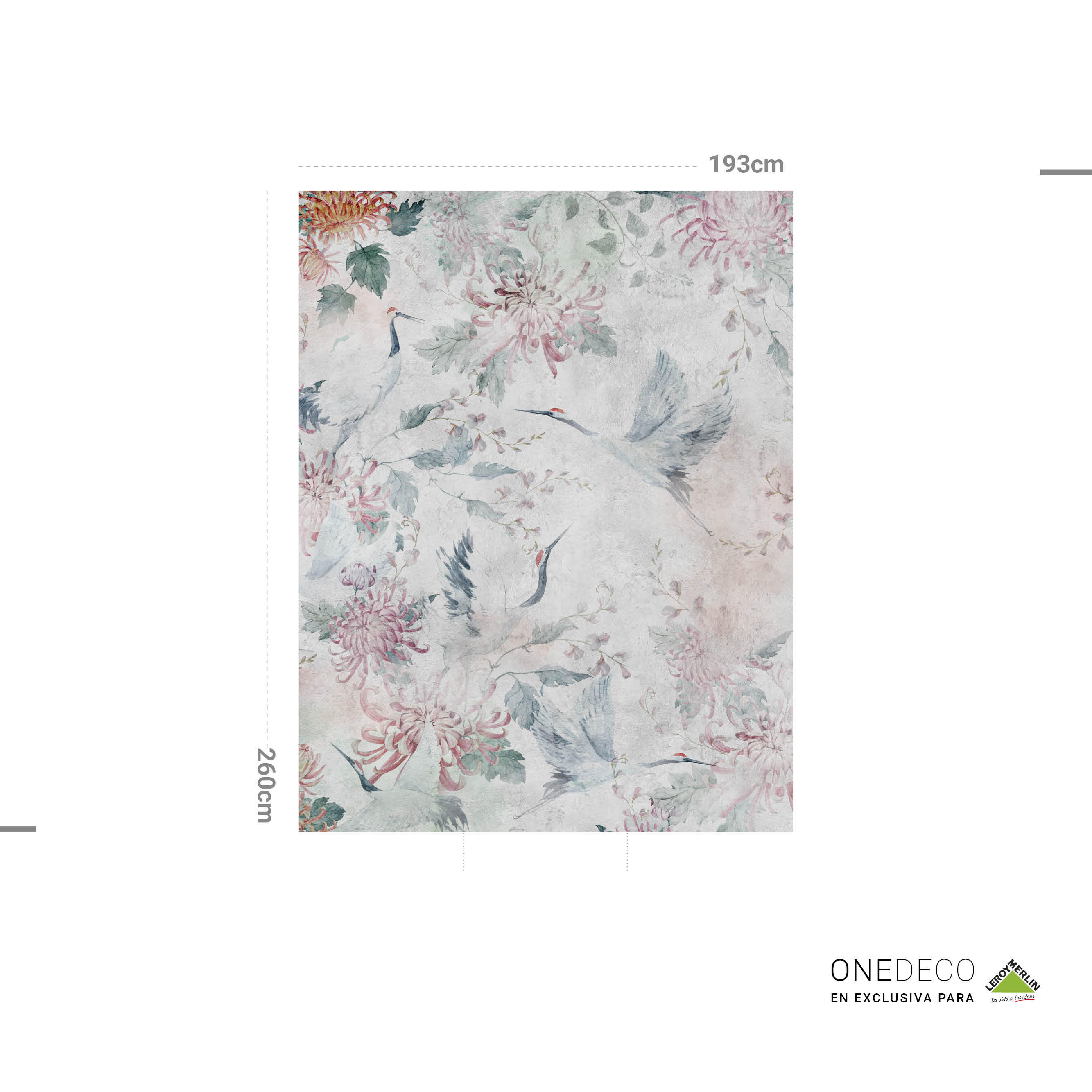 Mural adhesivo textil liso lavable animales Garzas Japonesas multicolor 193 x 260 cm MOTIF - 5