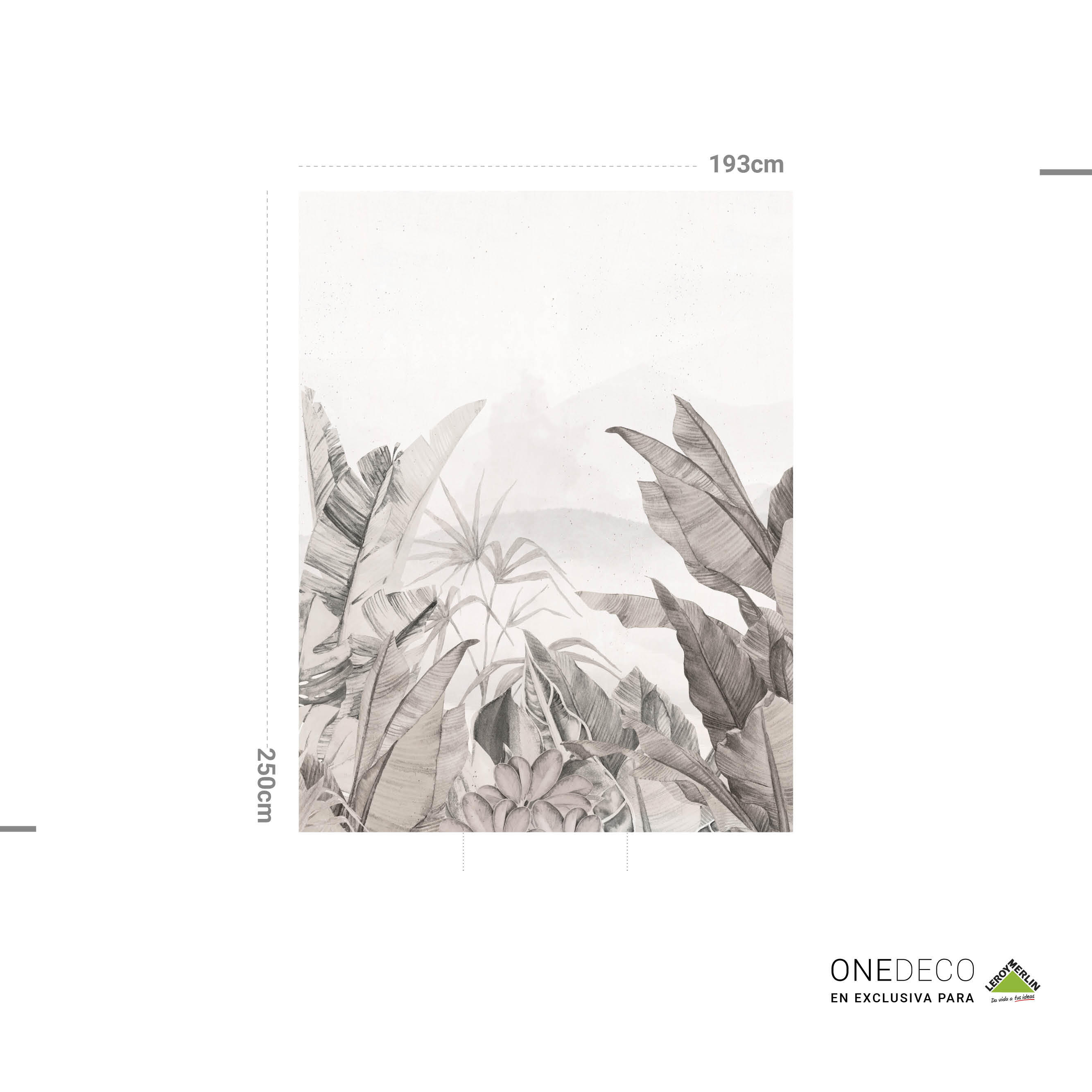 Mural adhesivo textil liso lavable naturaleza Jungla Colonial gris 193 x 250 cm MOTIF - 5