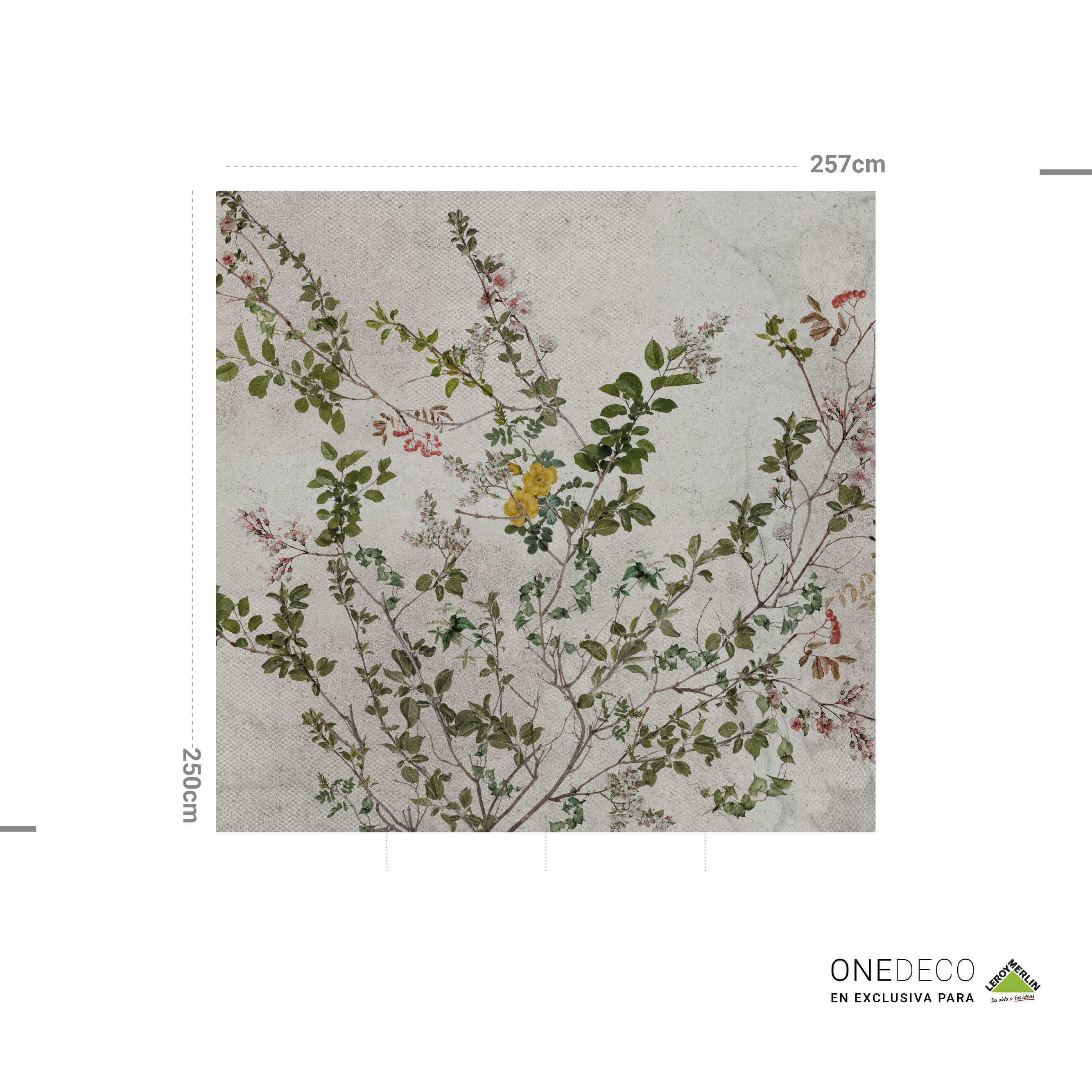 Mural adhesivo textil liso lavable naturaleza Botánico verde 257 x 250 cm MOTIF - 4