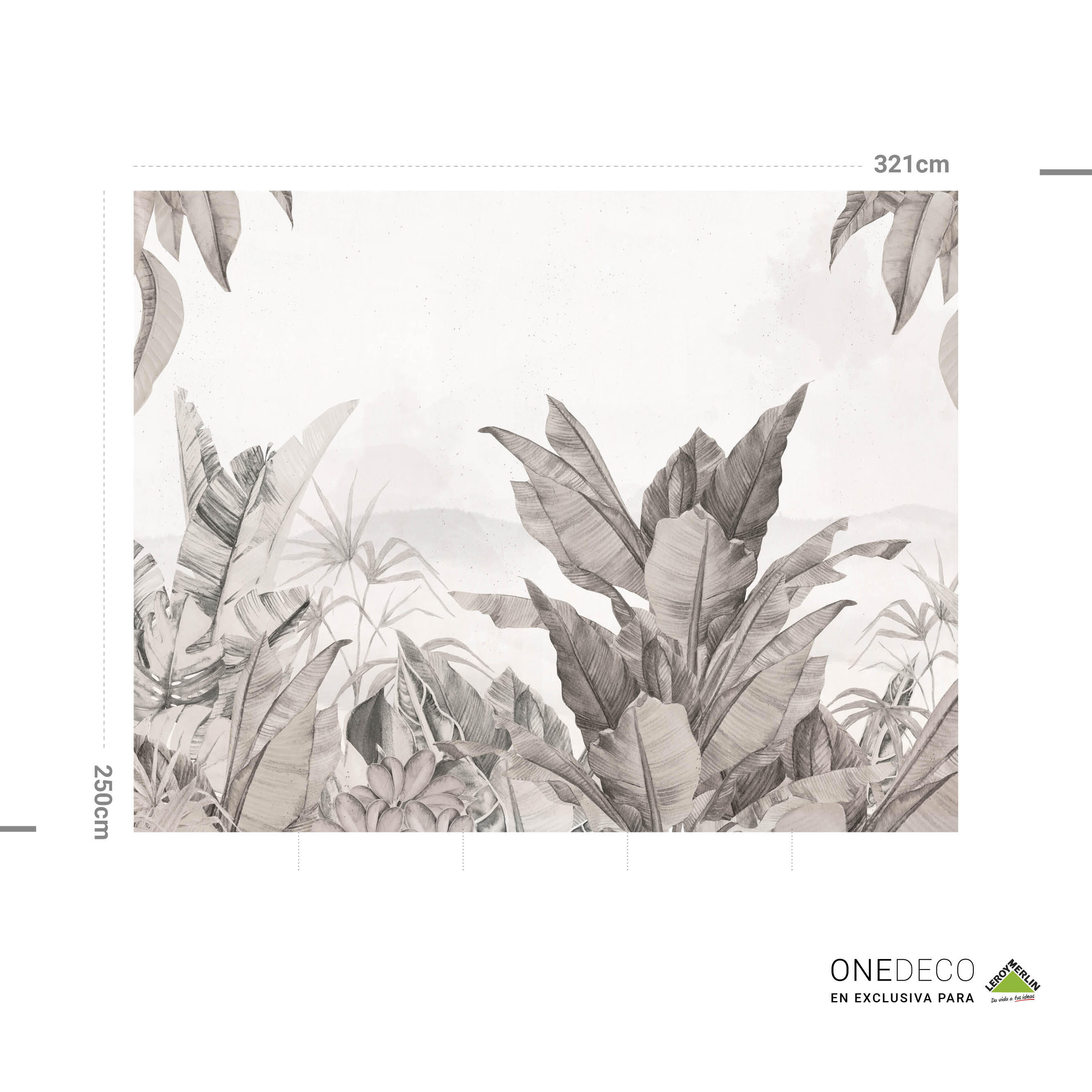 Mural adhesivo textil liso lavable naturaleza Jungla Colonial gris 321 x 250 cm MOTIF - 5