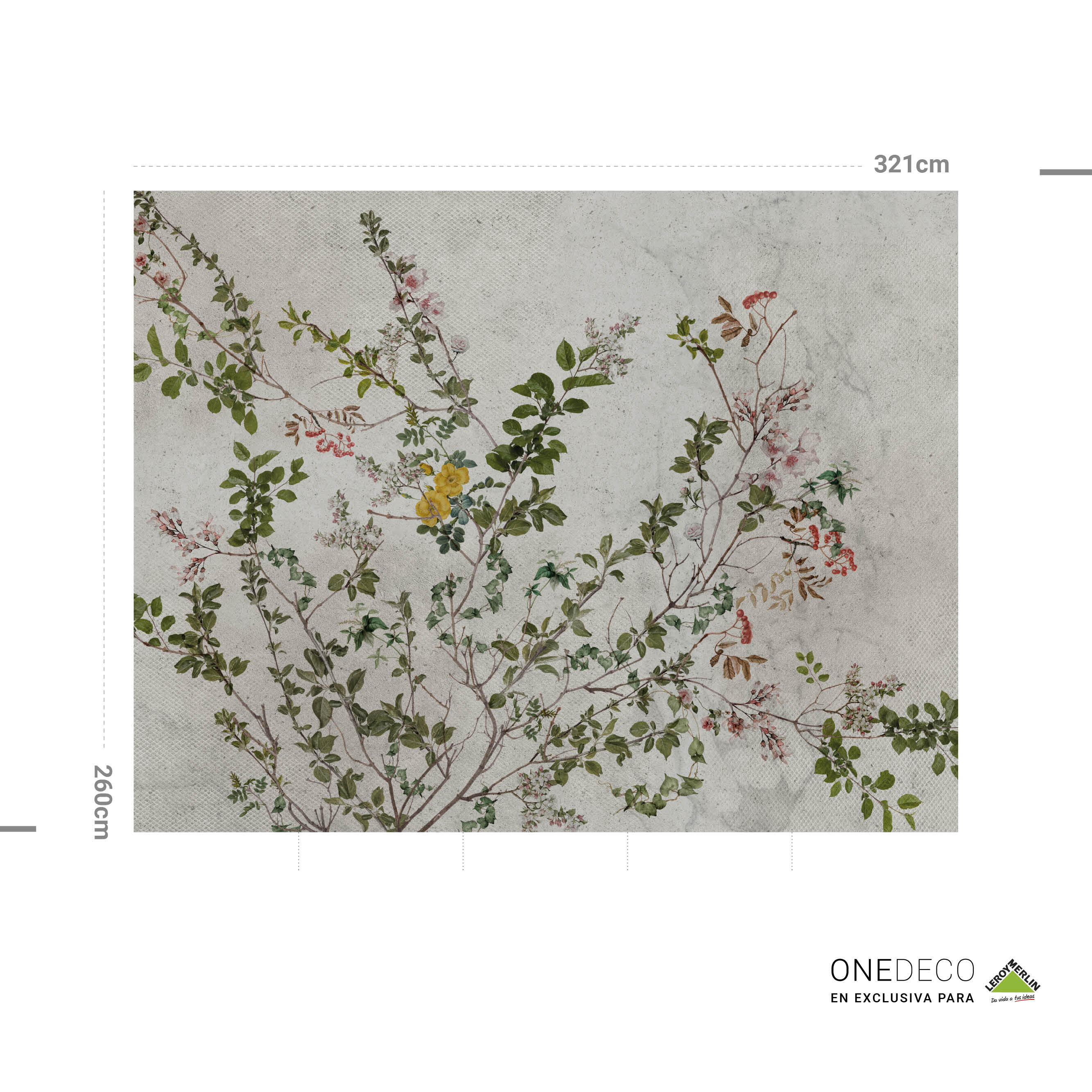 Mural adhesivo textil liso lavable naturaleza Botánico verde 321 x 250 cm MOTIF - 4