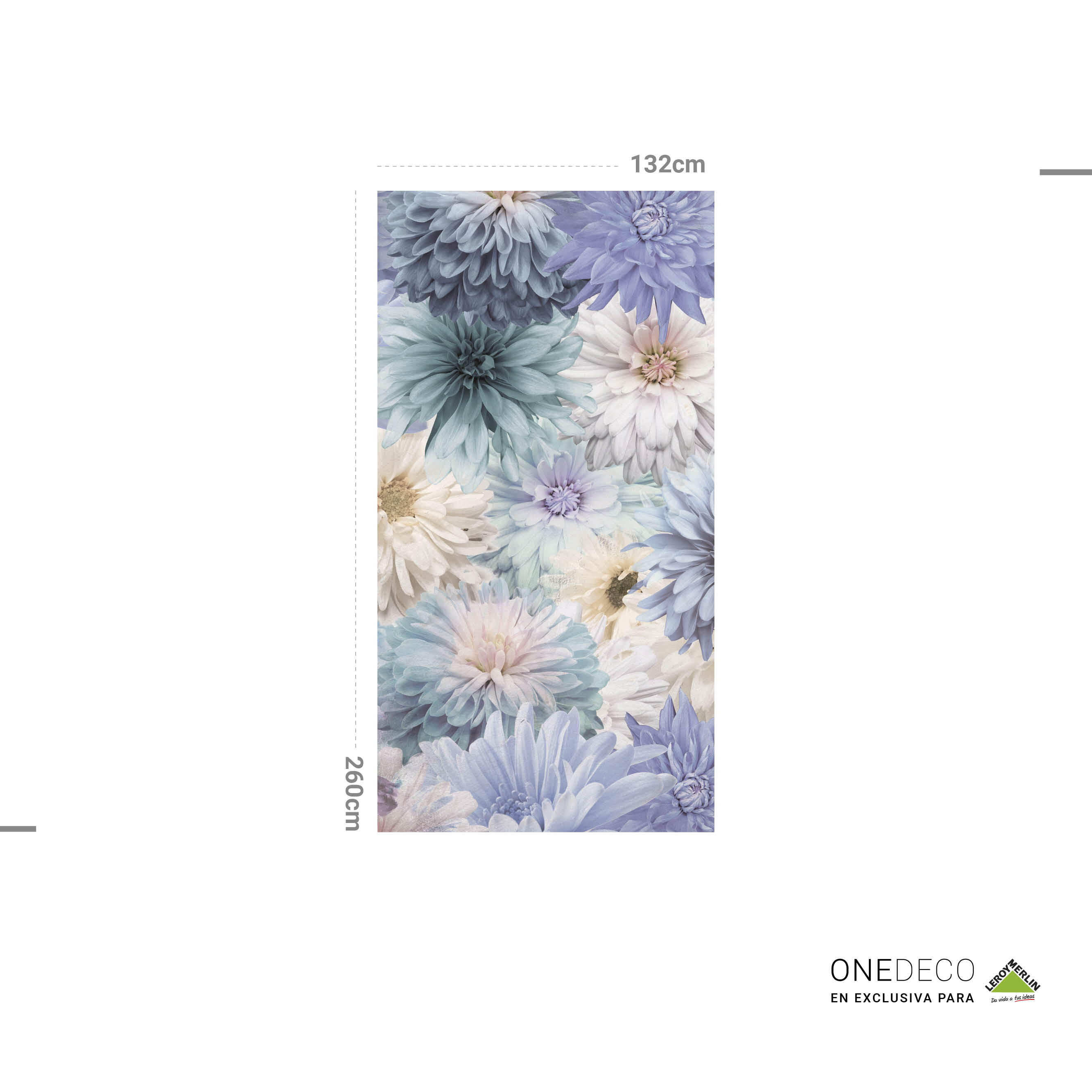 Mural adhesivo Pvc texturado limpieza con paño húmedo naturaleza Floral Kael azul 132 x 260 cm MOTIF - 5