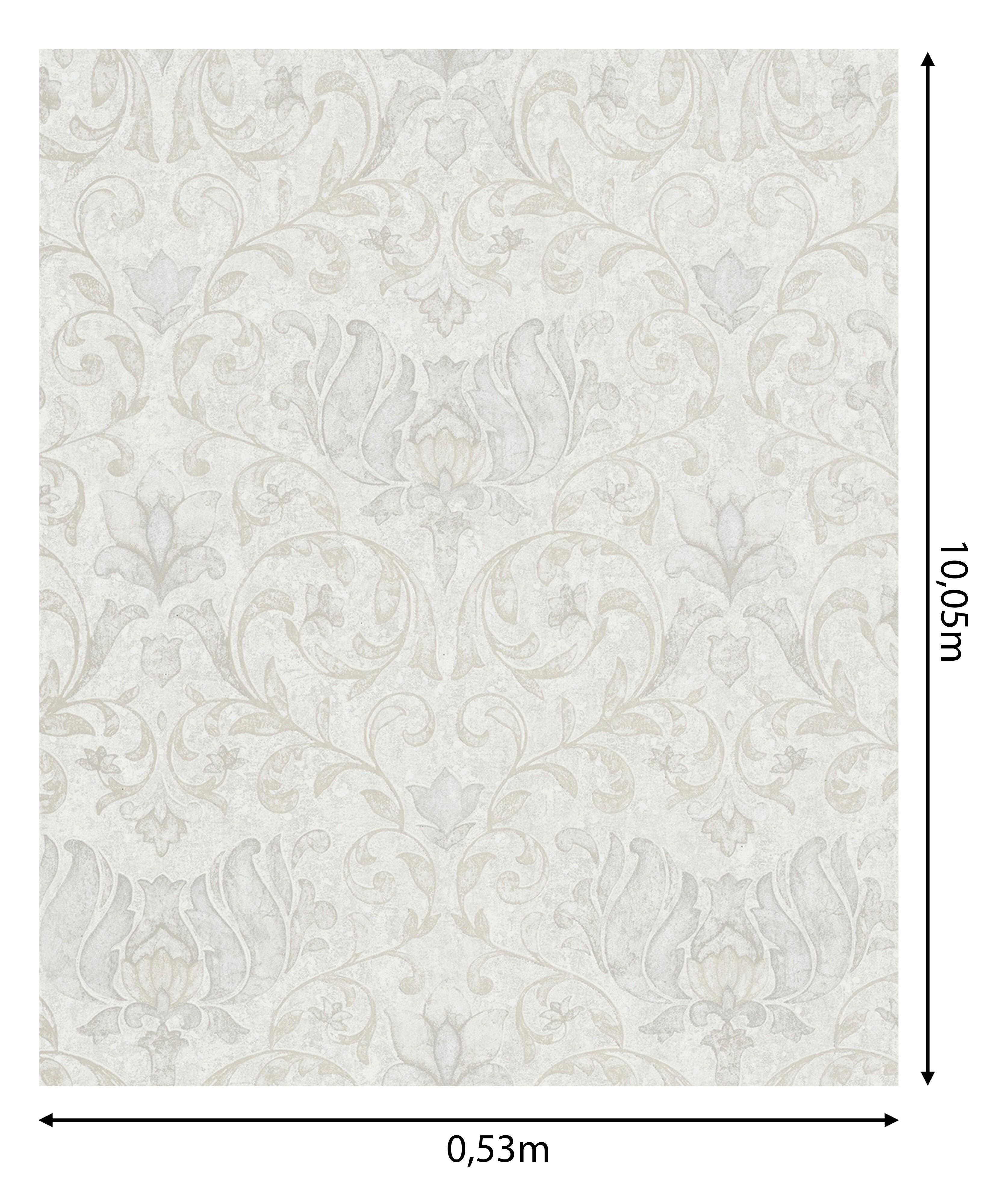 Papel pintado vinilo aplicación cola en pared Floral vegetal Pollock 2 beige  MARBURG 53cmx10m lavable - 8