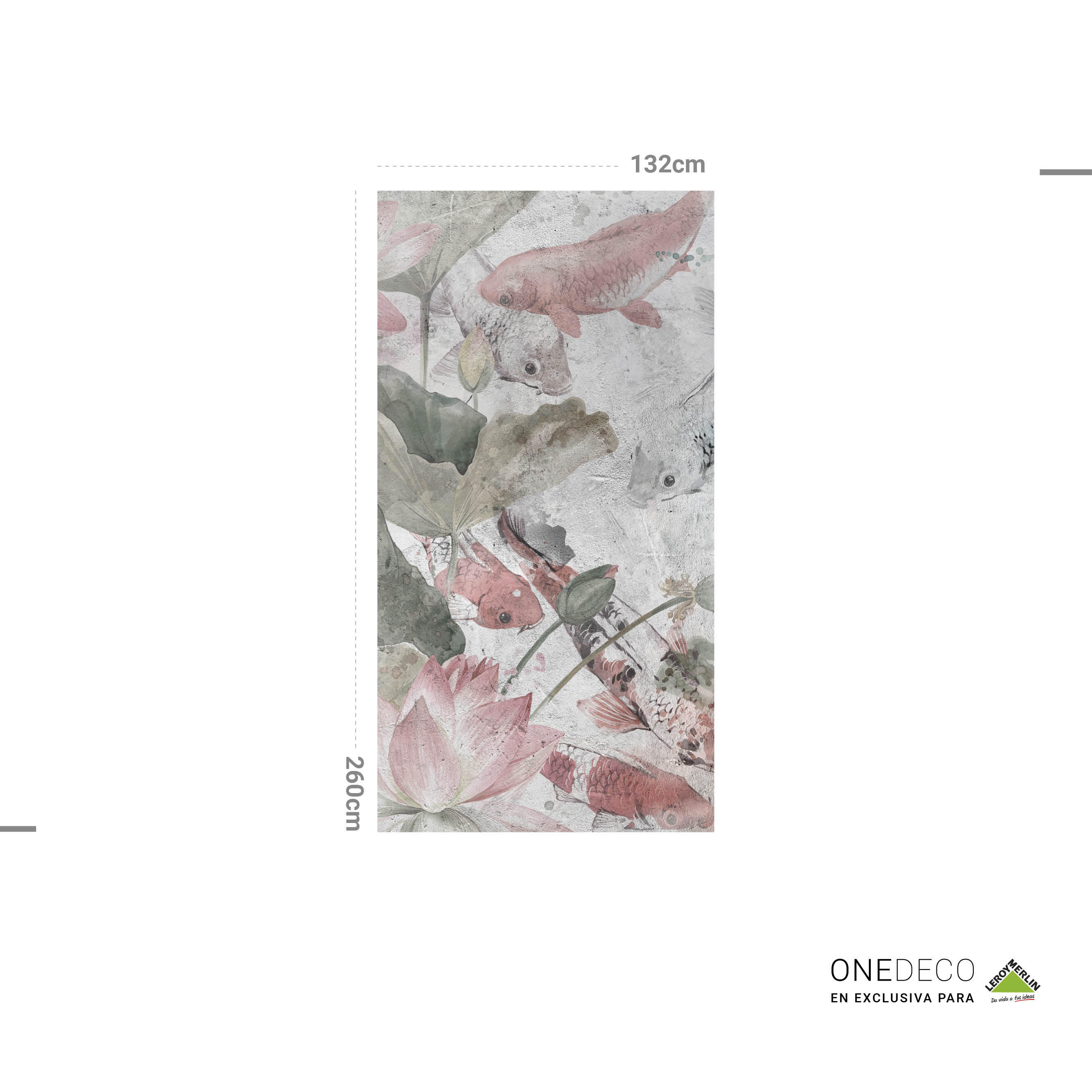 Mural adhesivo textil liso lavable animales Nenúfar gris 132 x 260 cm MOTIF - 4