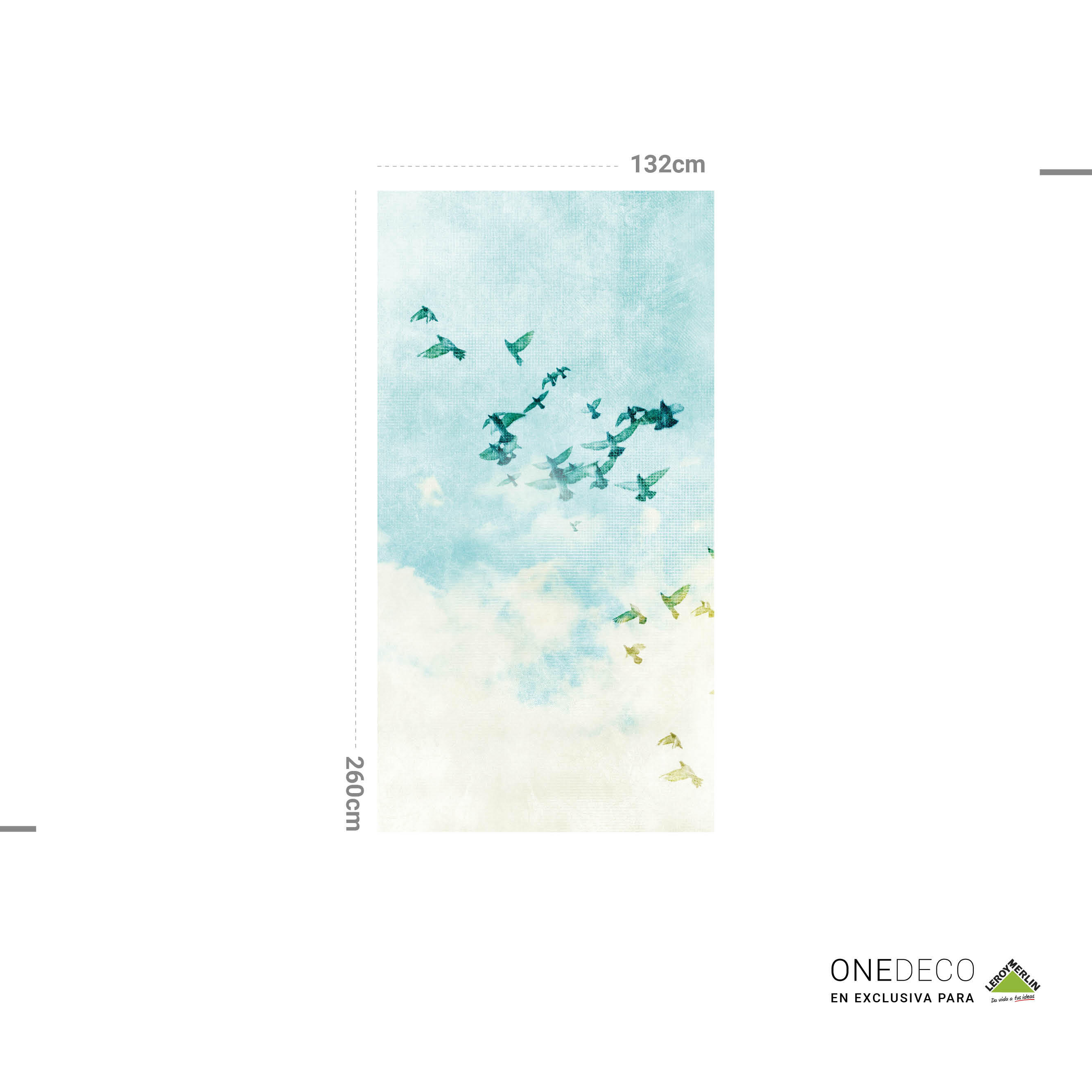 Mural adhesivo textil liso lavable animales Fliying Bird azul 132 x 260 cm MOTIF - 4