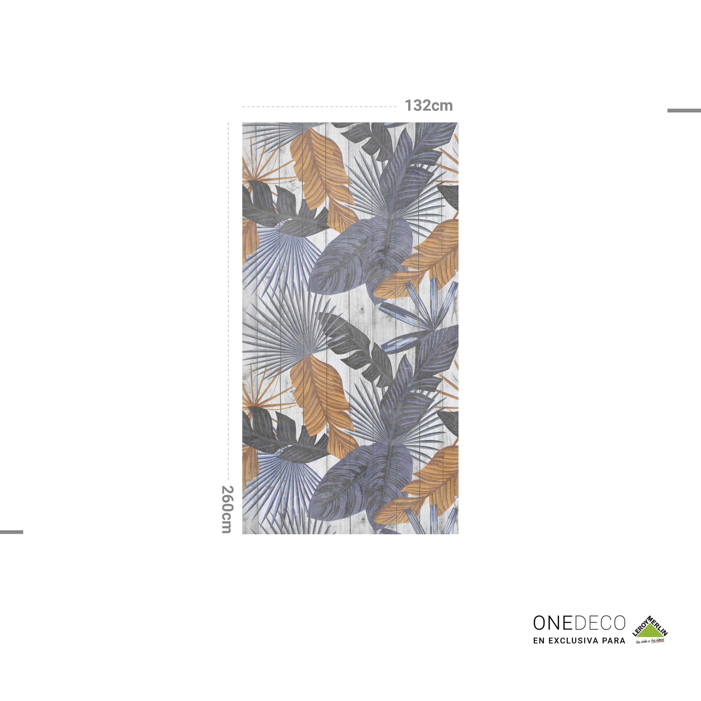 Mural adhesivo textil liso lavable naturaleza Palm Ocre multicolor 132 x 260 cm MOTIF - 5