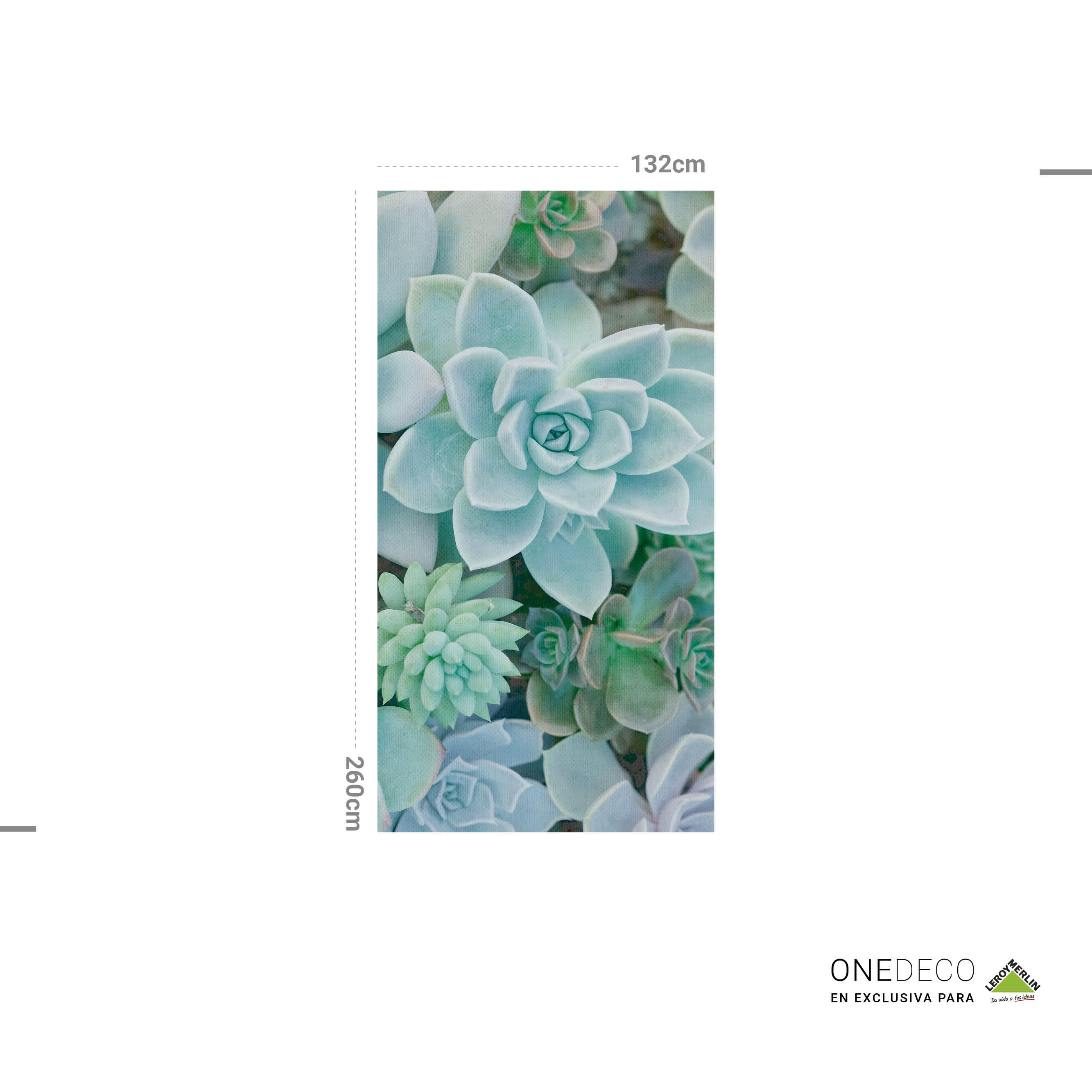 Mural adhesivo textil liso lavable naturaleza Succulent azul 132 x 260 cm MOTIF - 4