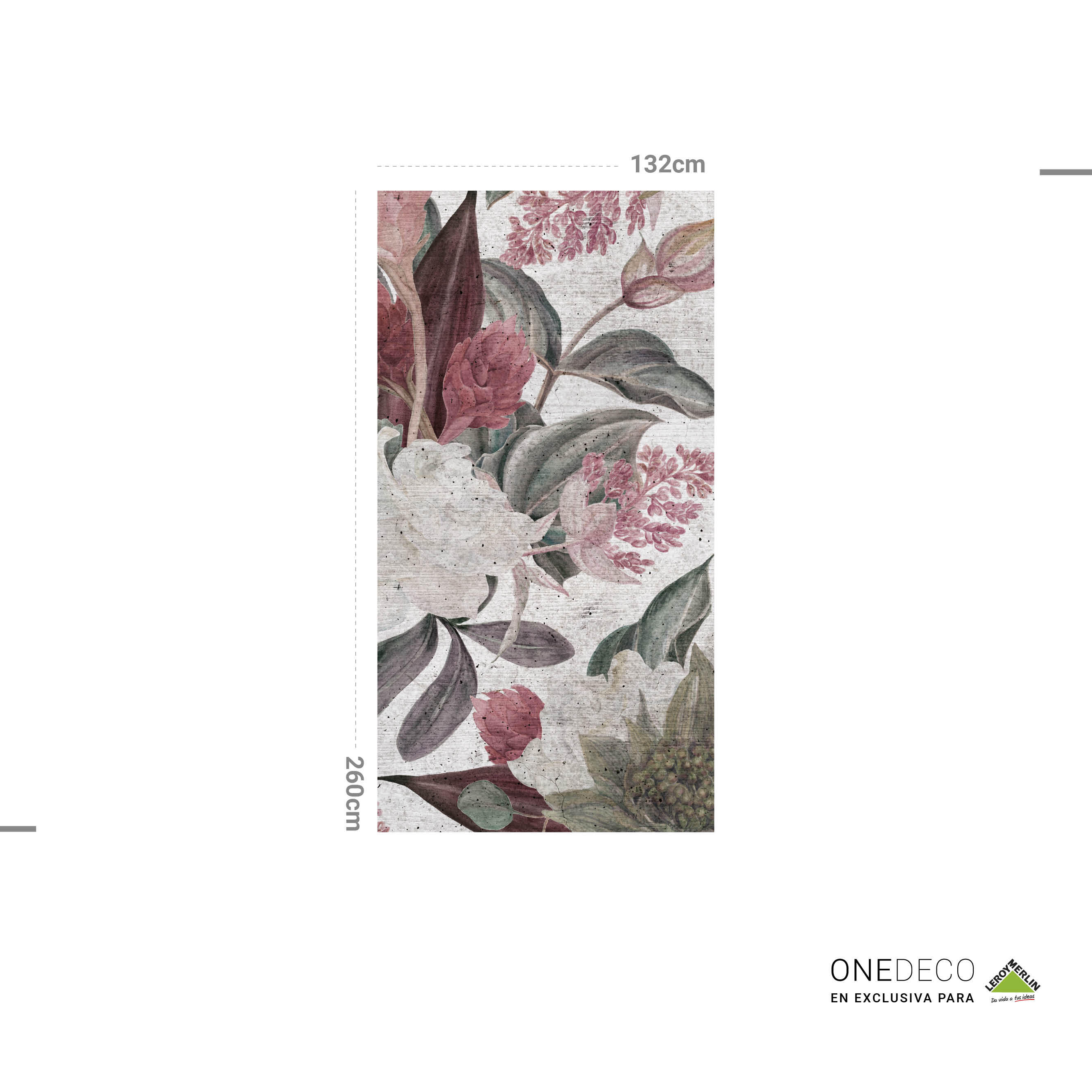 Mural adhesivo textil liso lavable abstracto Floral Wall rojo 132 x 260 cm MOTIF - 4