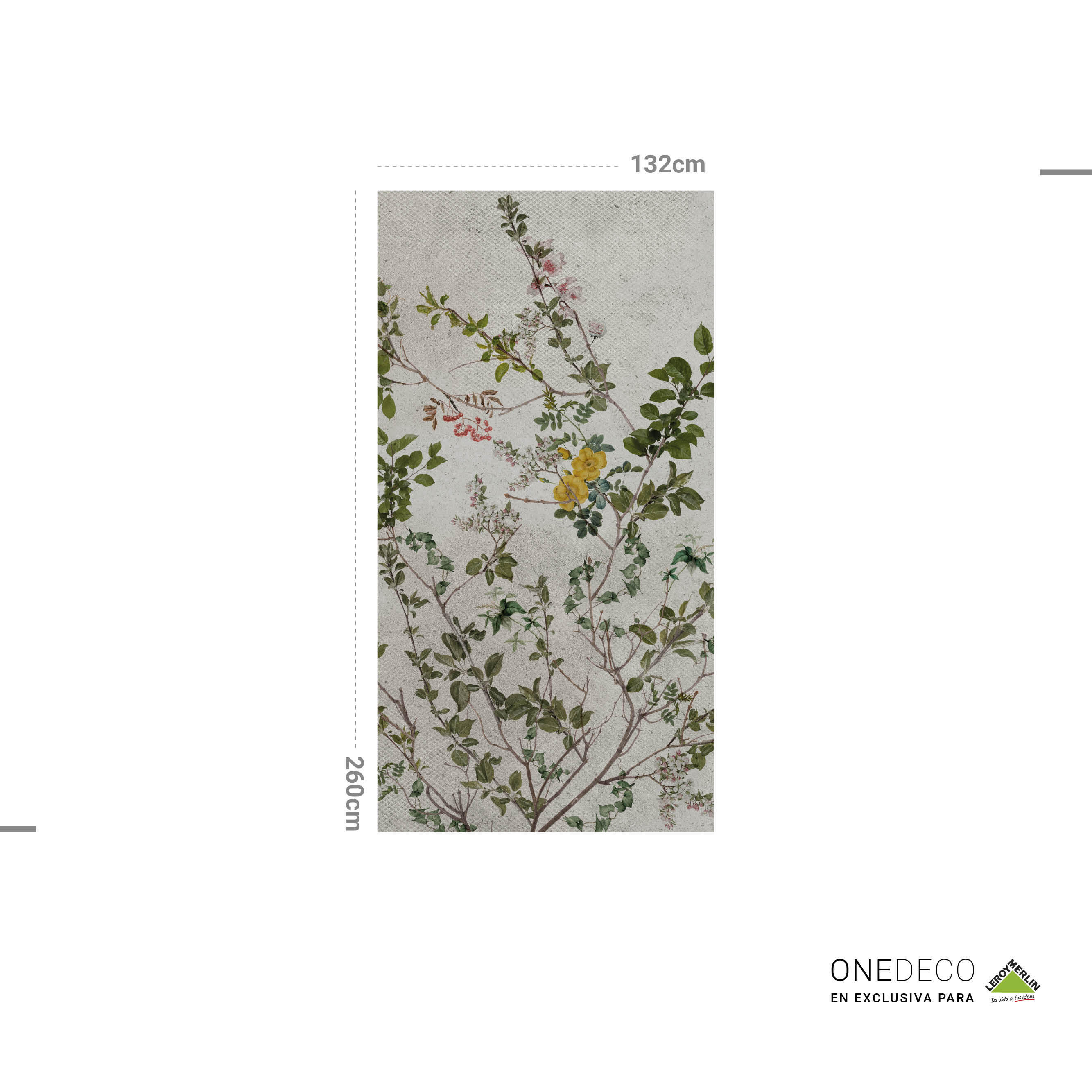 Mural adhesivo textil liso lavable abstracto Botánico beige 132 x 260 cm MOTIF - 4