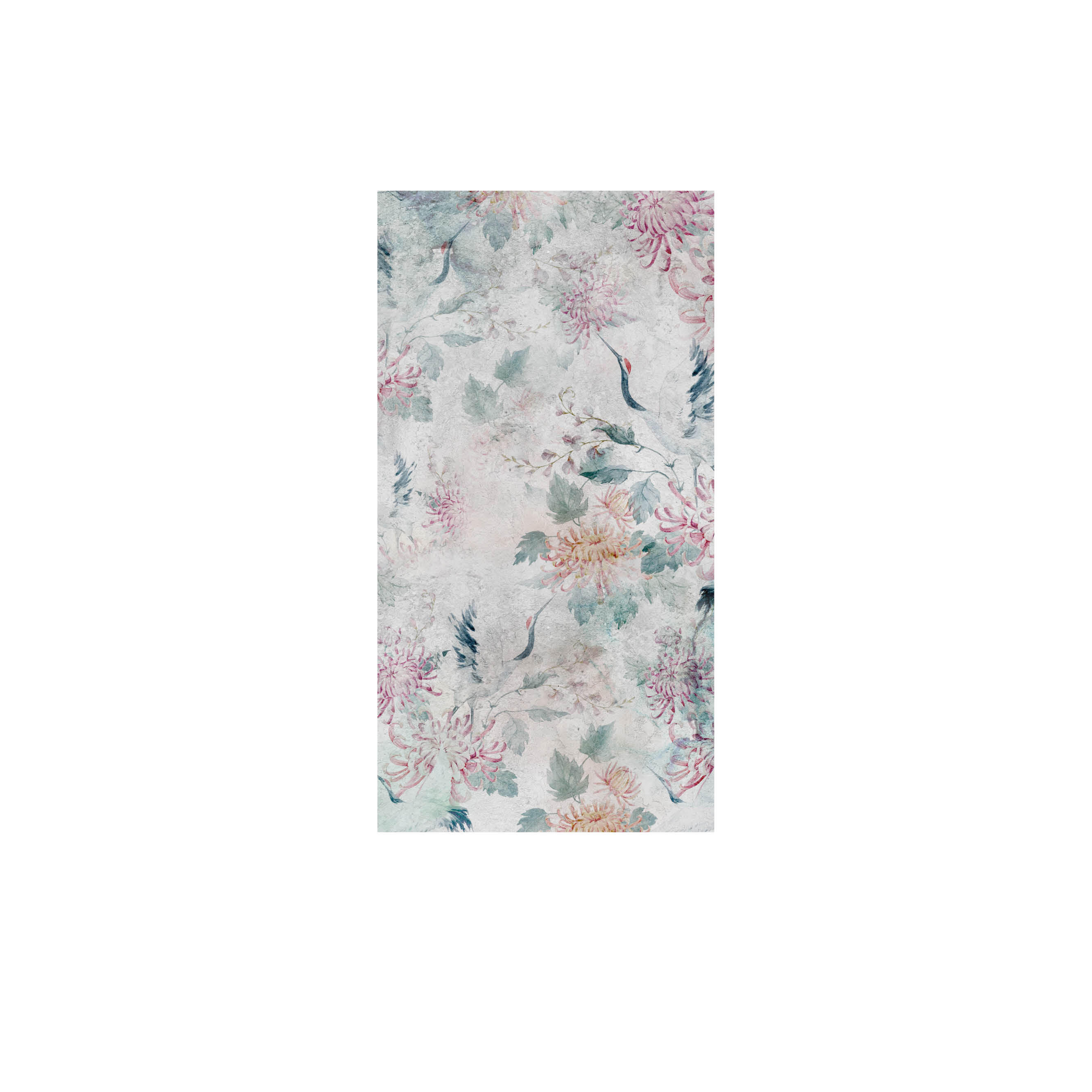 Mural adhesivo textil liso lavable animales Garzas Japonesas multicolor 132 x 260 cm MOTIF - 3