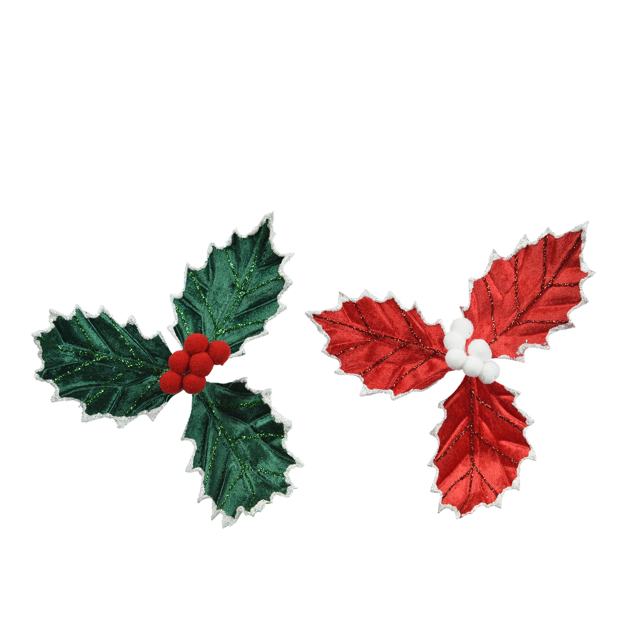 Adorno colgante clip acebo rojo verde 17 cm - 3