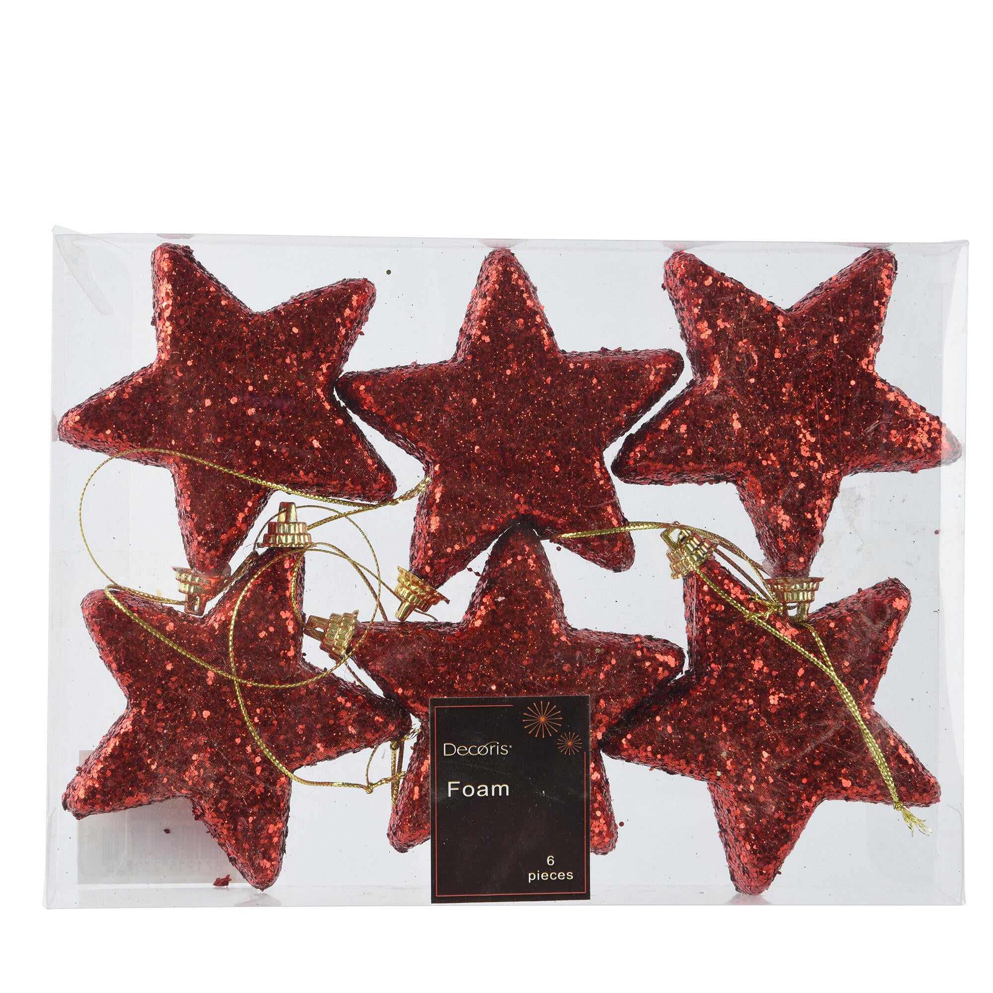 Set adornos estrella rojo 6 unidades - 2