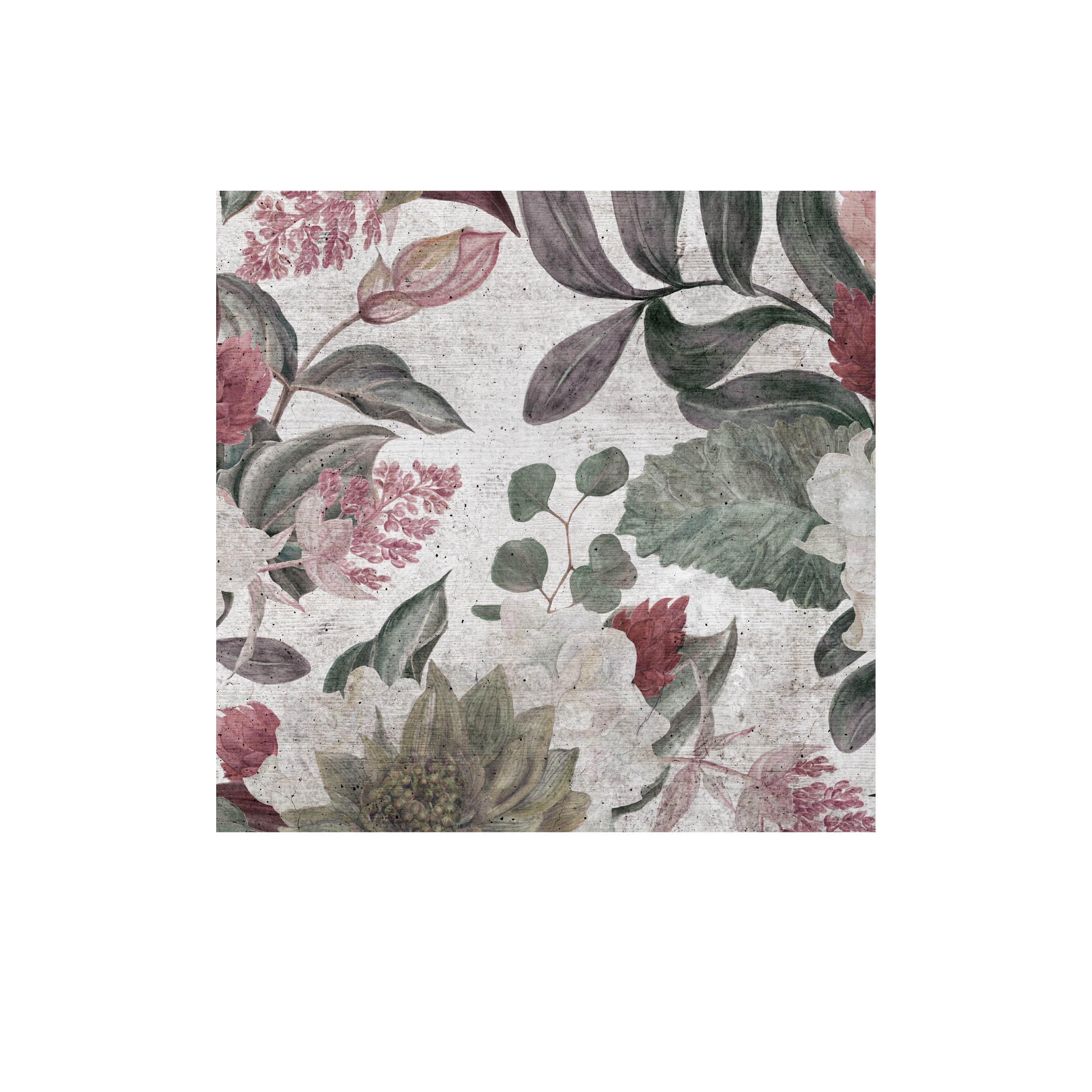 Mural adhesivo textil liso lavable naturaleza Floral rojo 257 x 250 cm MOTIF - 2