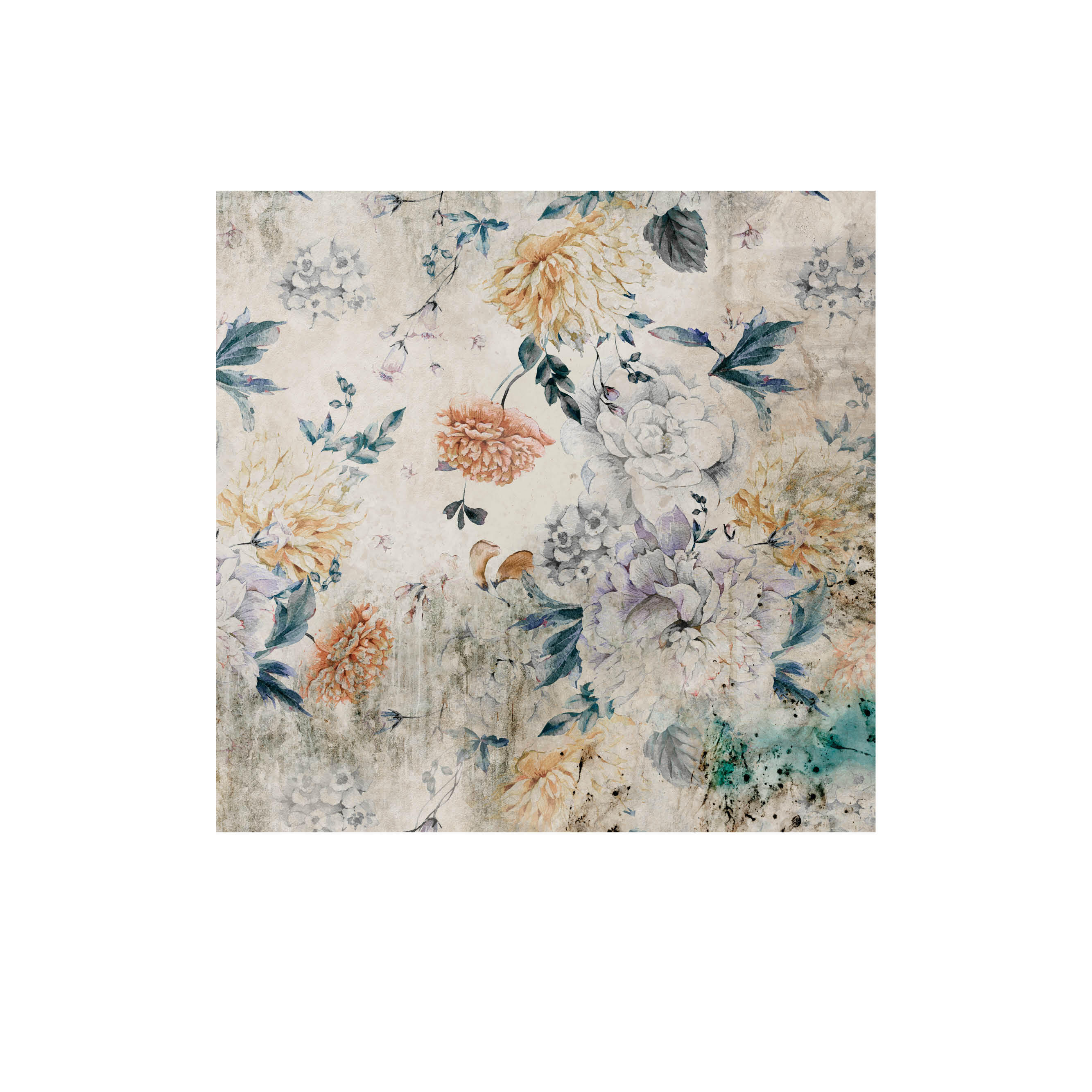 Mural adhesivo textil liso lavable naturaleza Floral Blosson multicolor 257 x 250 cm MOTIF - 2