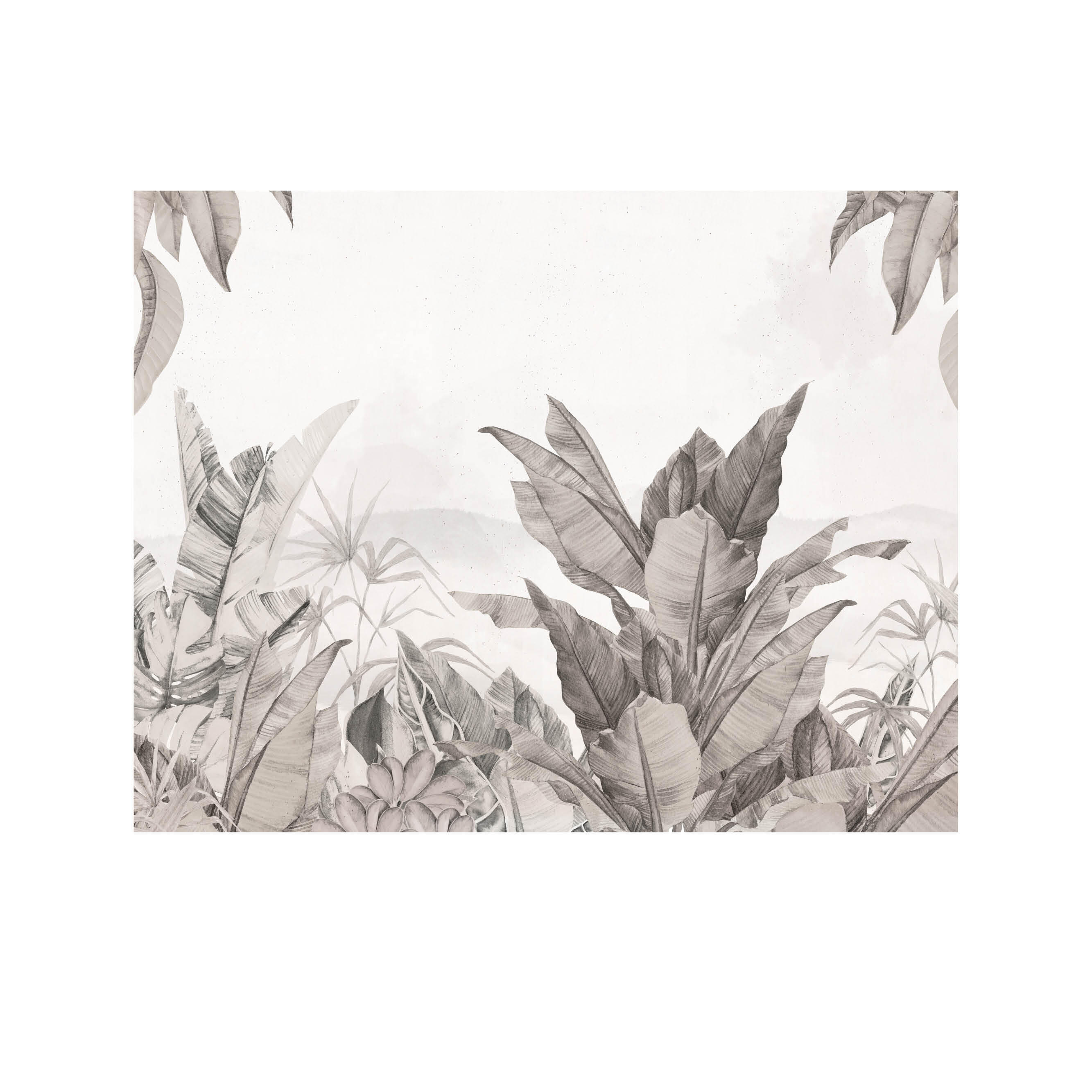 Mural adhesivo textil liso lavable naturaleza Jungla Colonial gris 321 x 250 cm MOTIF - 3