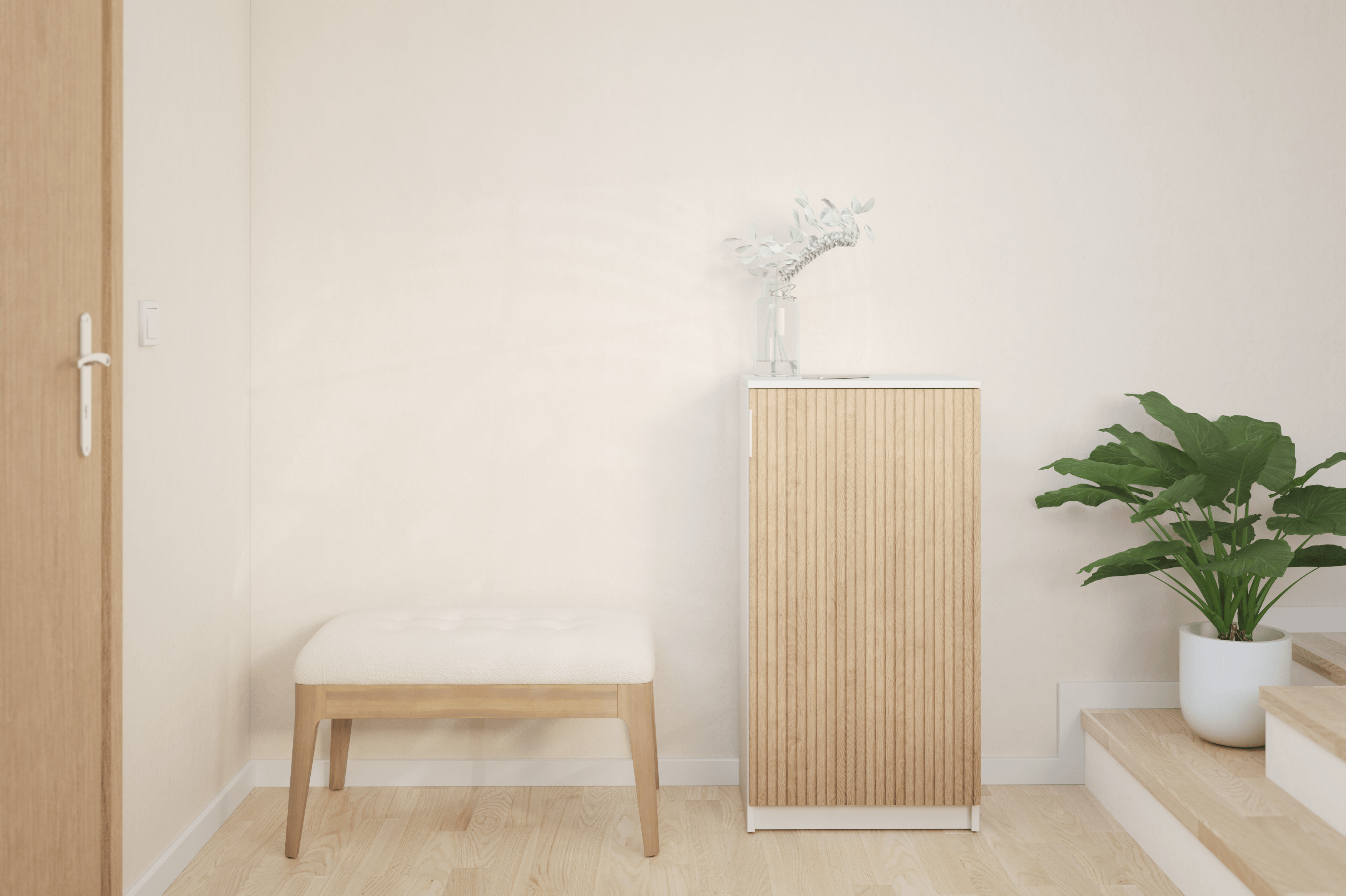 Zapatero Kioto con 1 compartimento para 16 pares en melamina color blanco y marrón 50x97x36 cm - 10