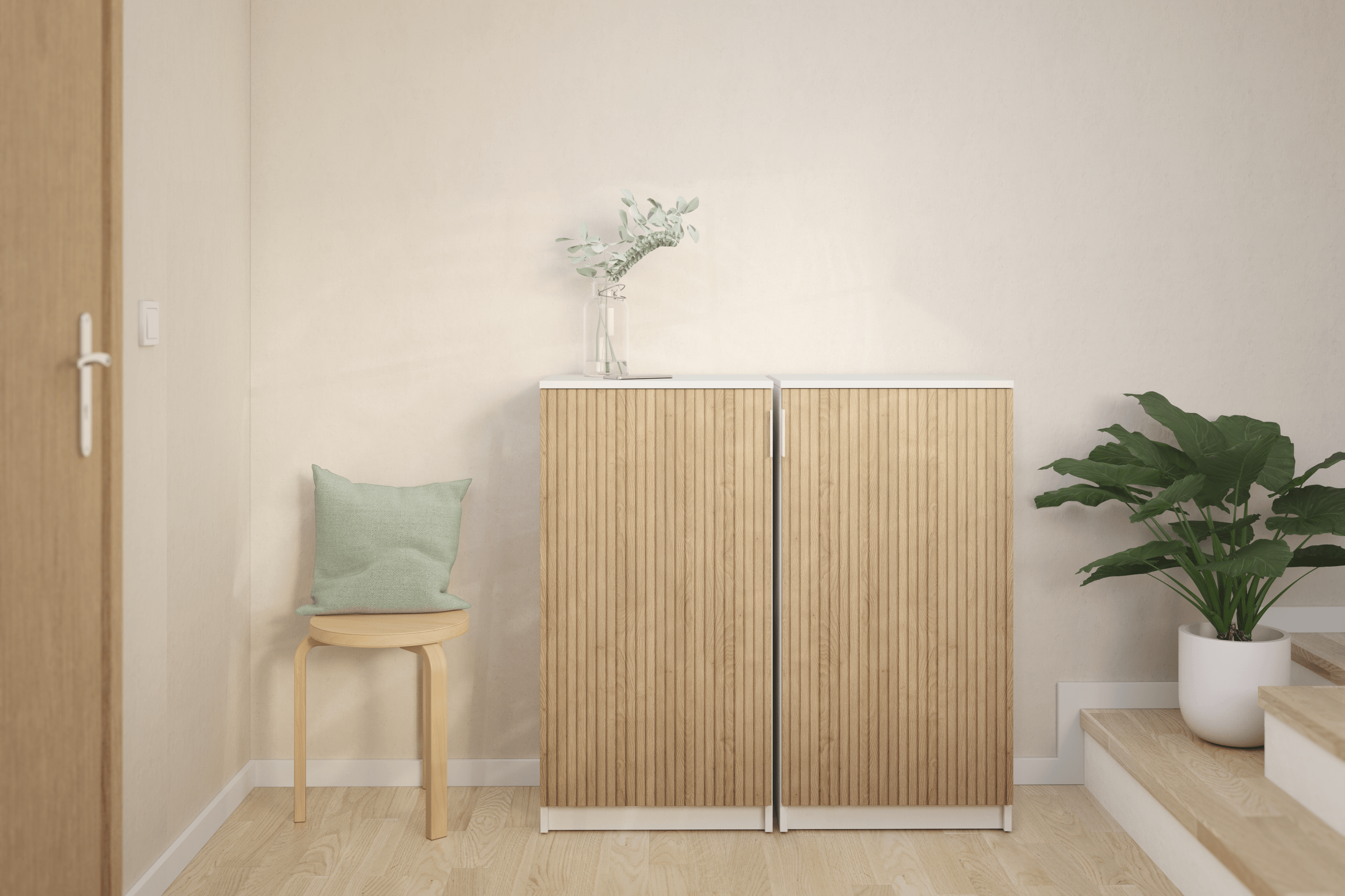 Zapatero Kioto con 1 compartimento para 16 pares en melamina color blanco y marrón 50x97x36 cm - 5