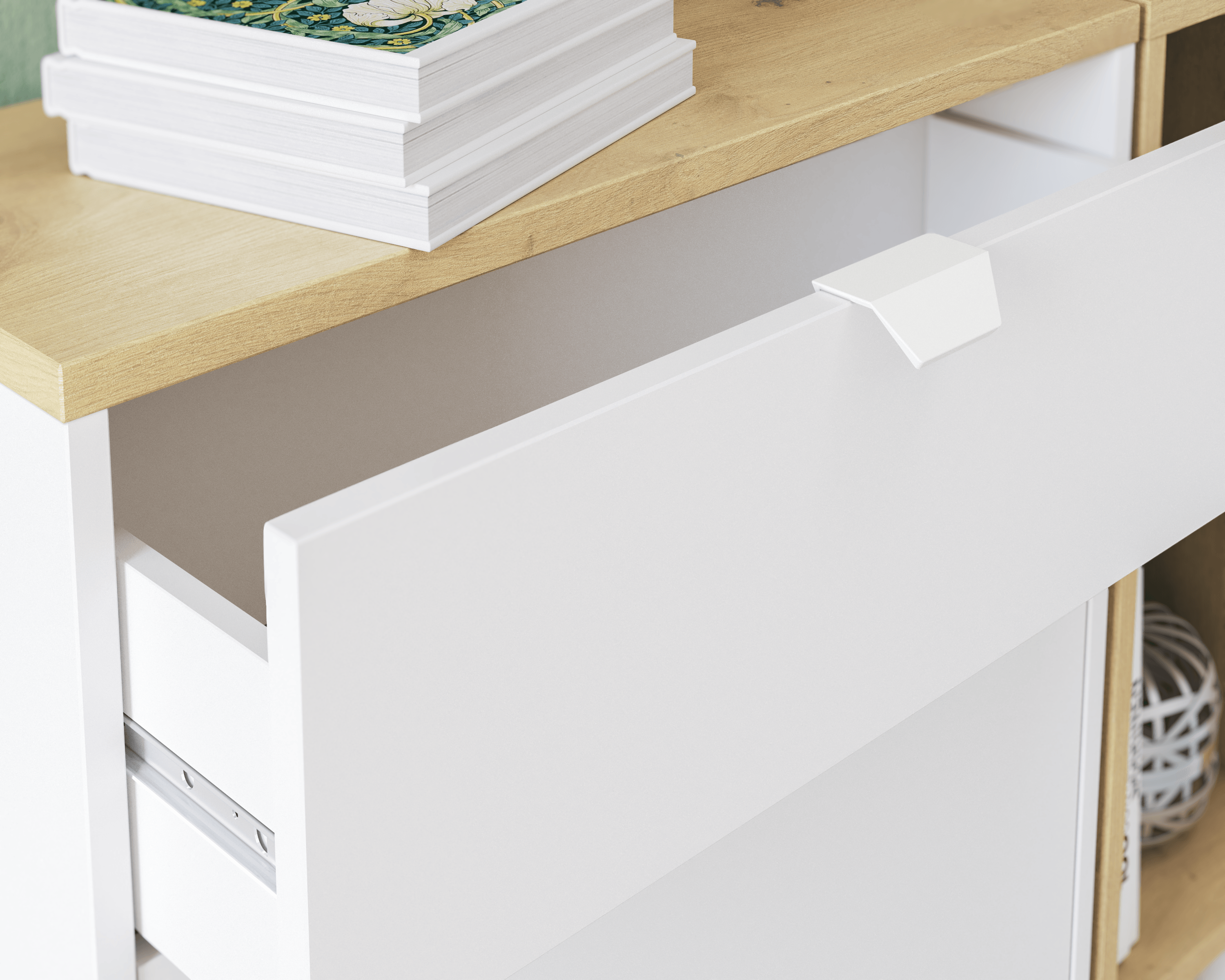 Zapatero Braila con 2 compartimentos para 8 pares en melamina color blanco y marrón 70x107x25 cm - 6