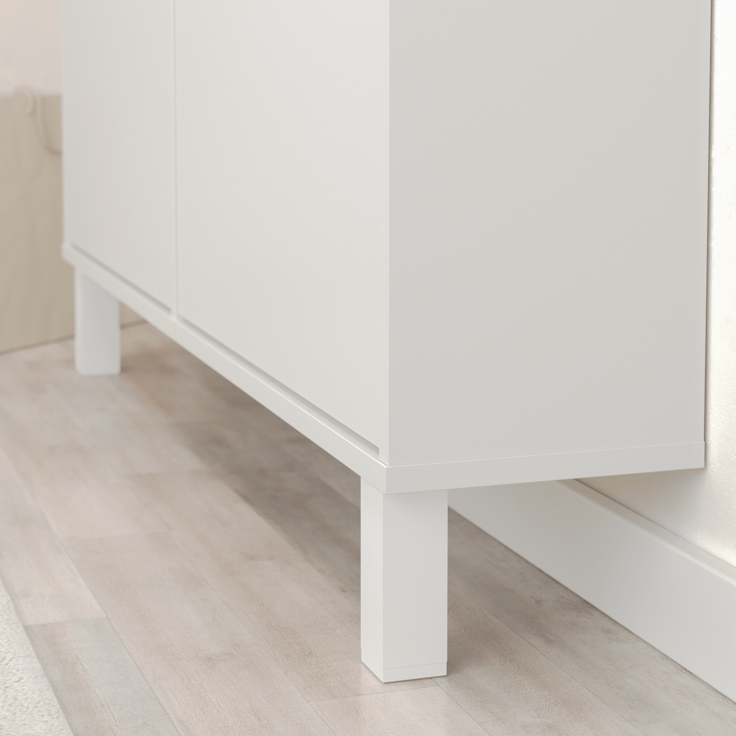 Zapatero Dublín con 4 compartimentos para 8 pares en melamina color blanco 110x110x20 cm - 14