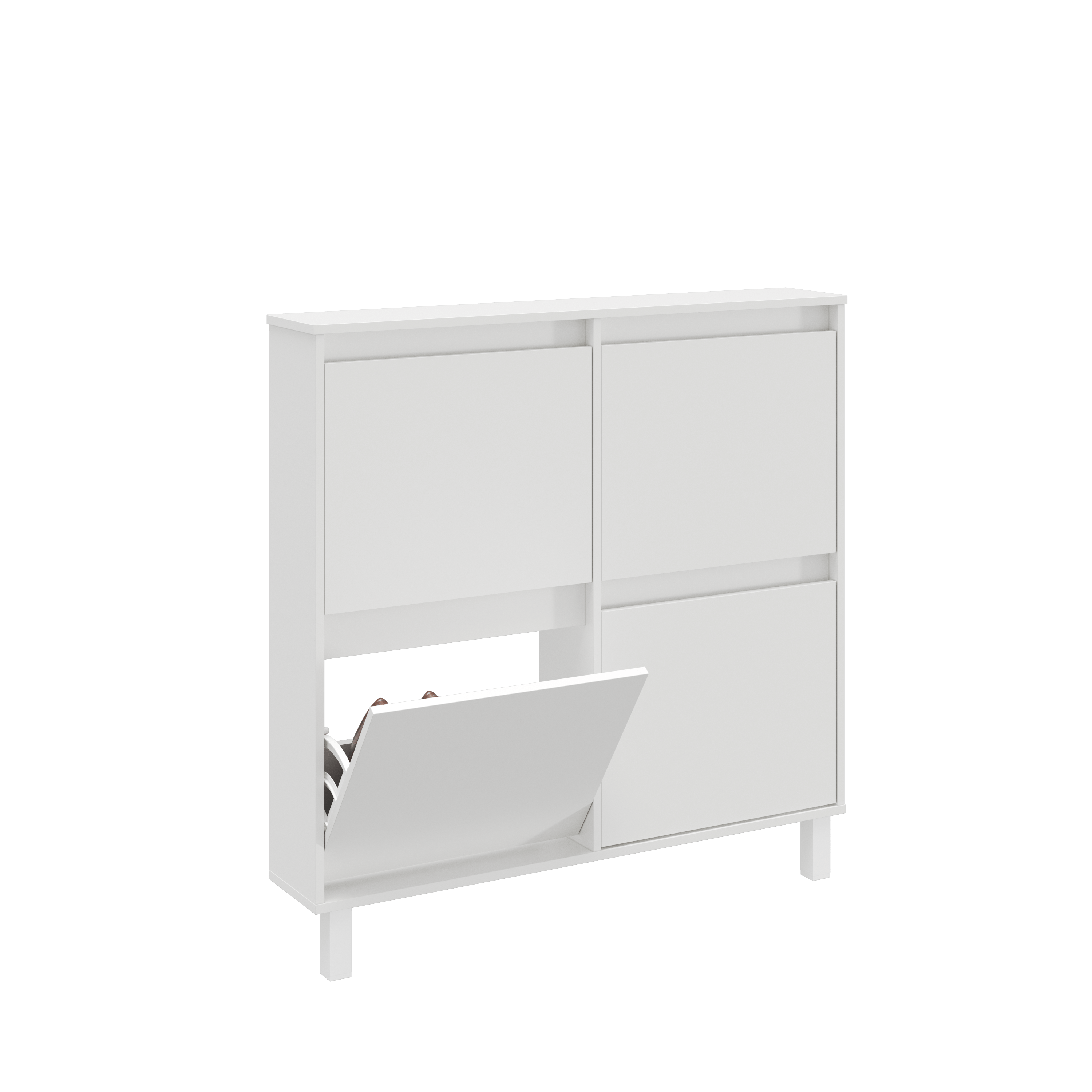 Zapatero Dublín con 4 compartimentos para 8 pares en melamina color blanco 110x110x20 cm - 4