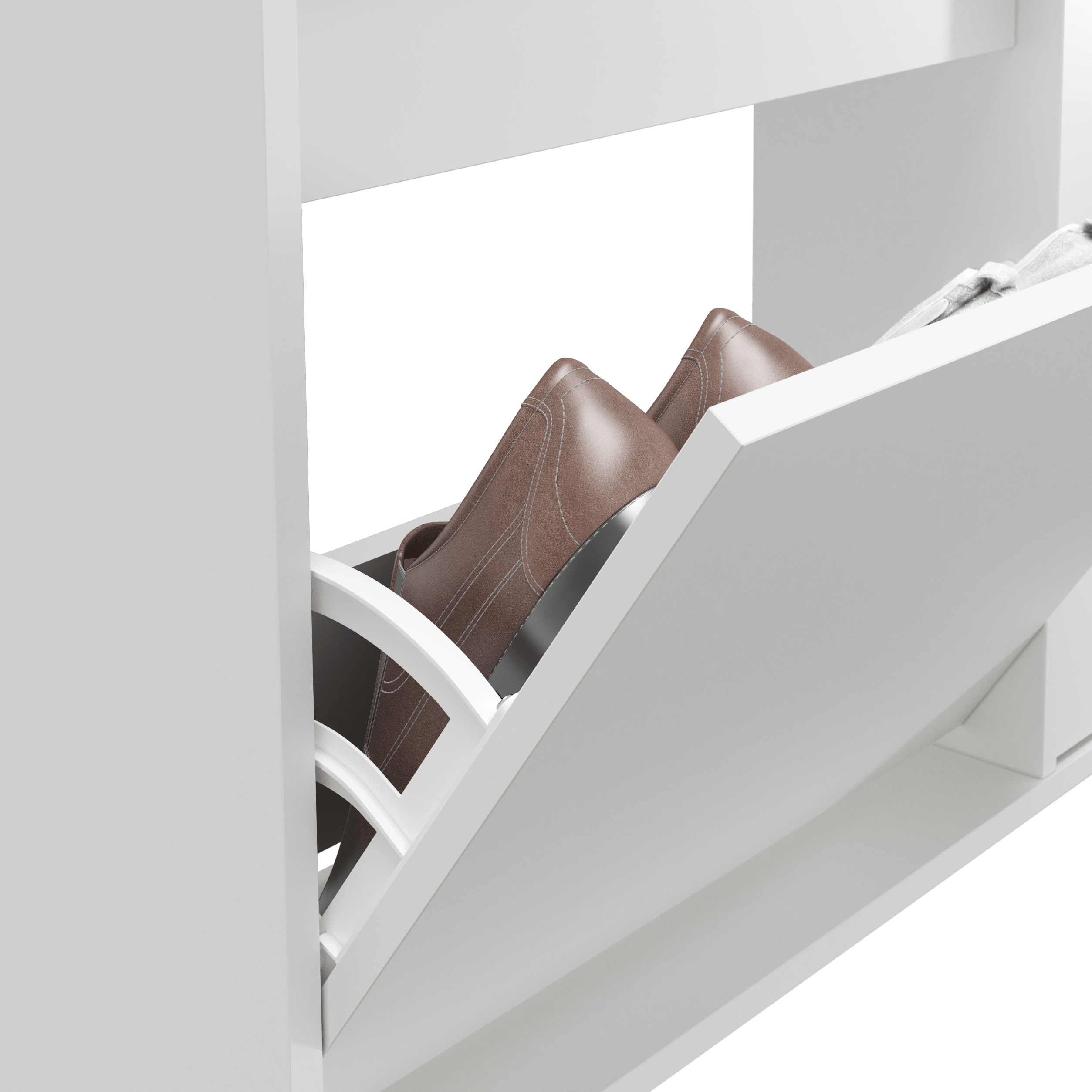 Zapatero Dublín con 4 compartimentos para 8 pares en melamina color blanco 110x110x20 cm - 7