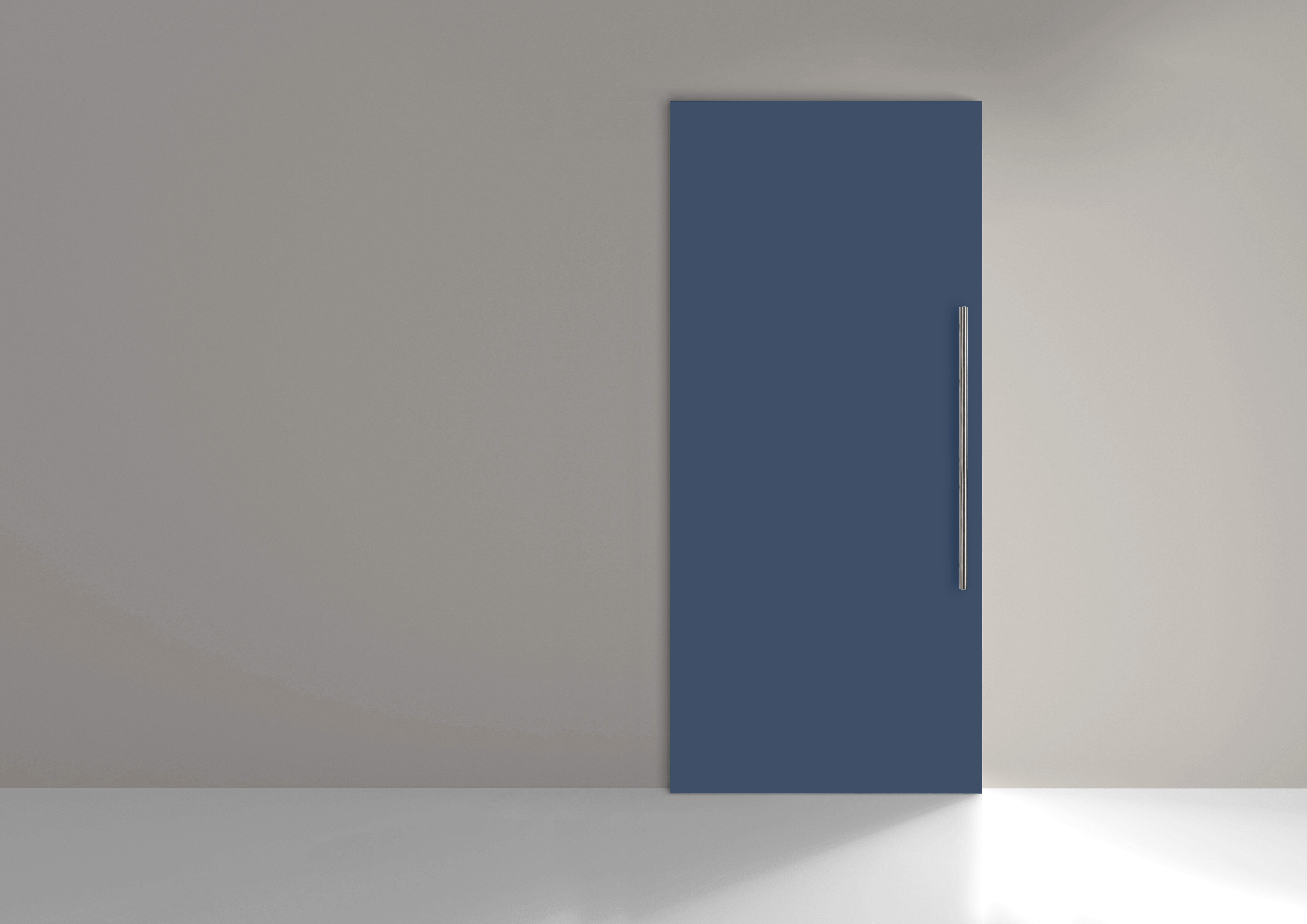 Porta scorrevole reversibile Stoccolma con maniglione in legno blu, L 99 x H 221 cm, con binario invisibile - 4