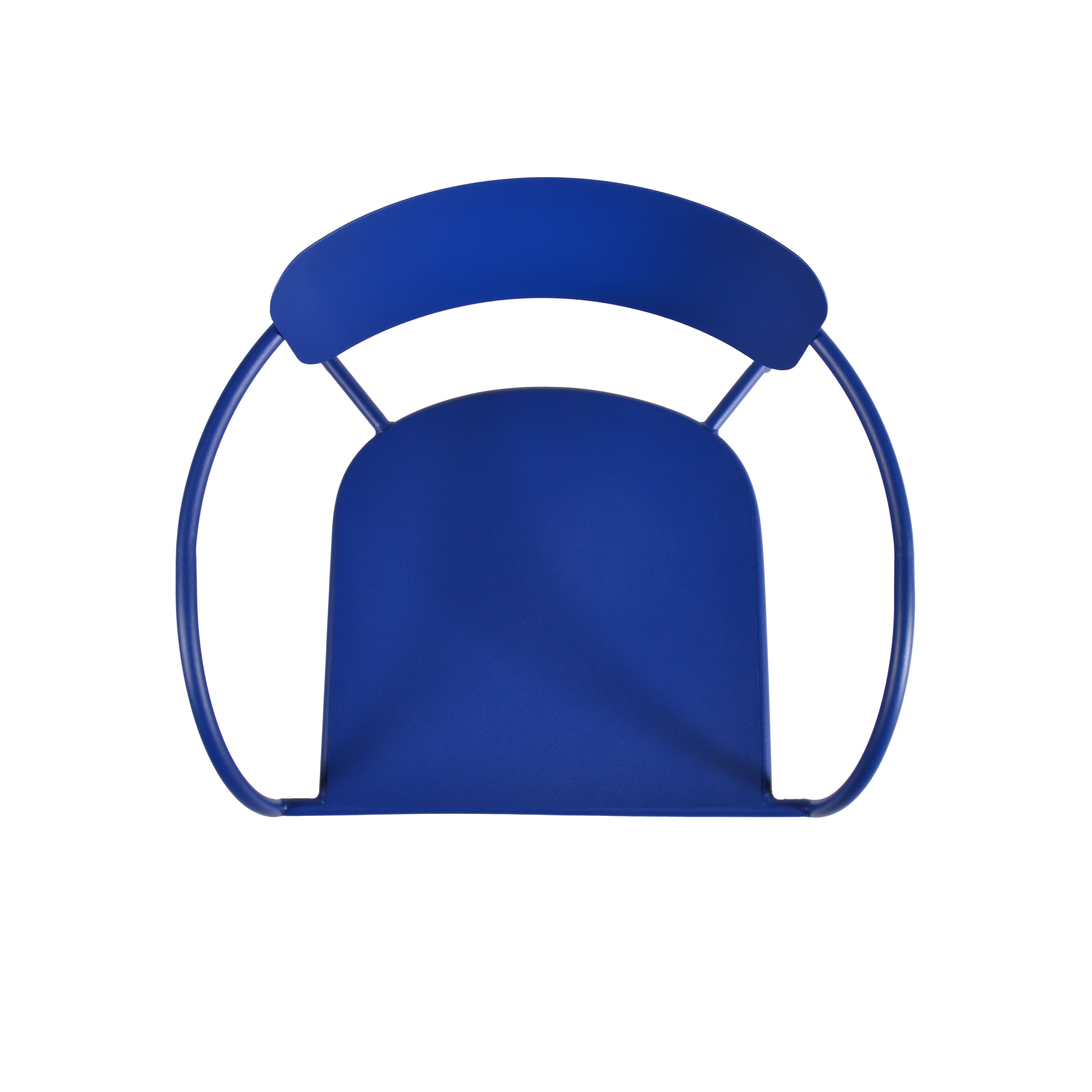 Fauteuil bas de jardin ARCANE Majorelle en acier bleu - 7