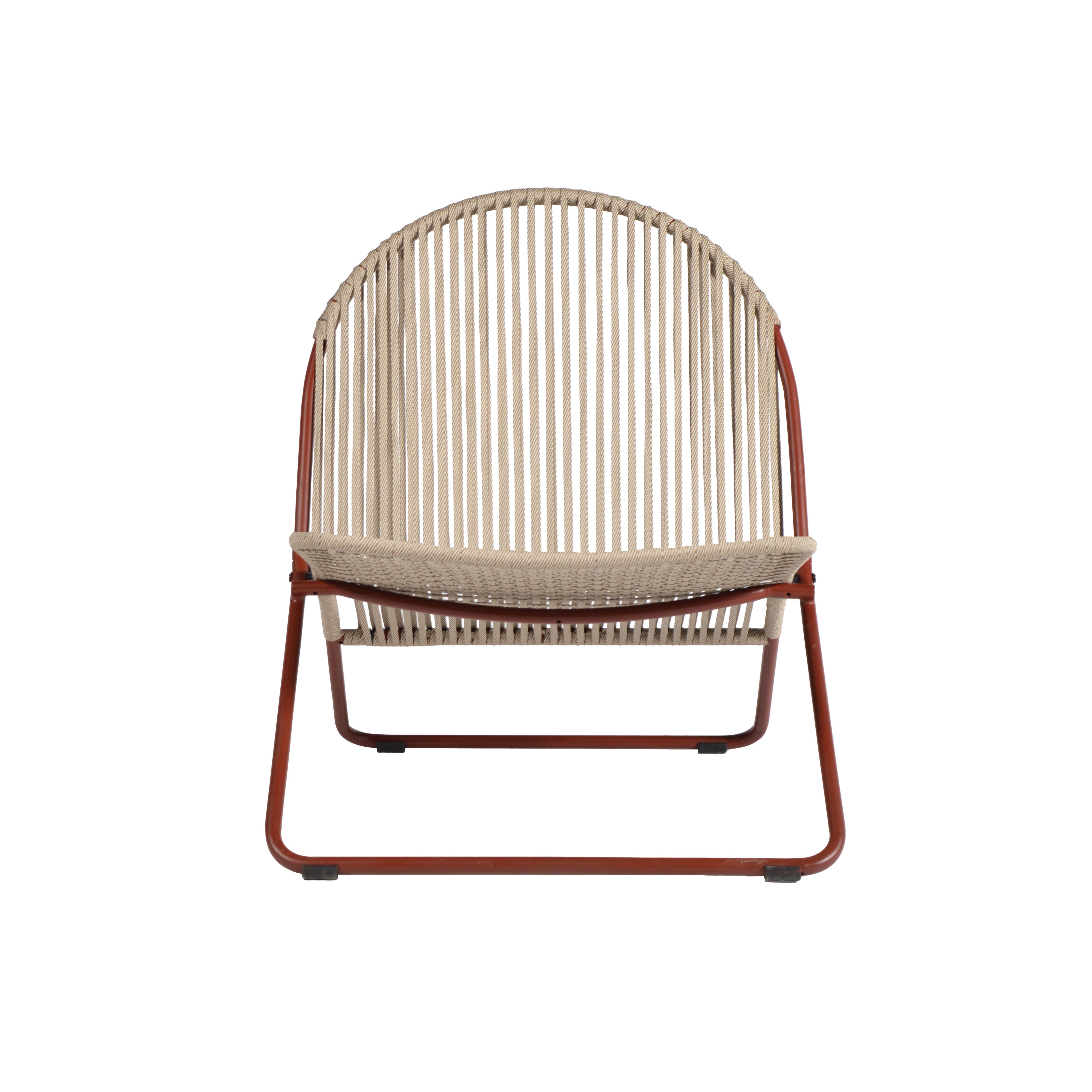 Fauteuil bas de jardin ARCANE Bulle en acier terracotta - 5