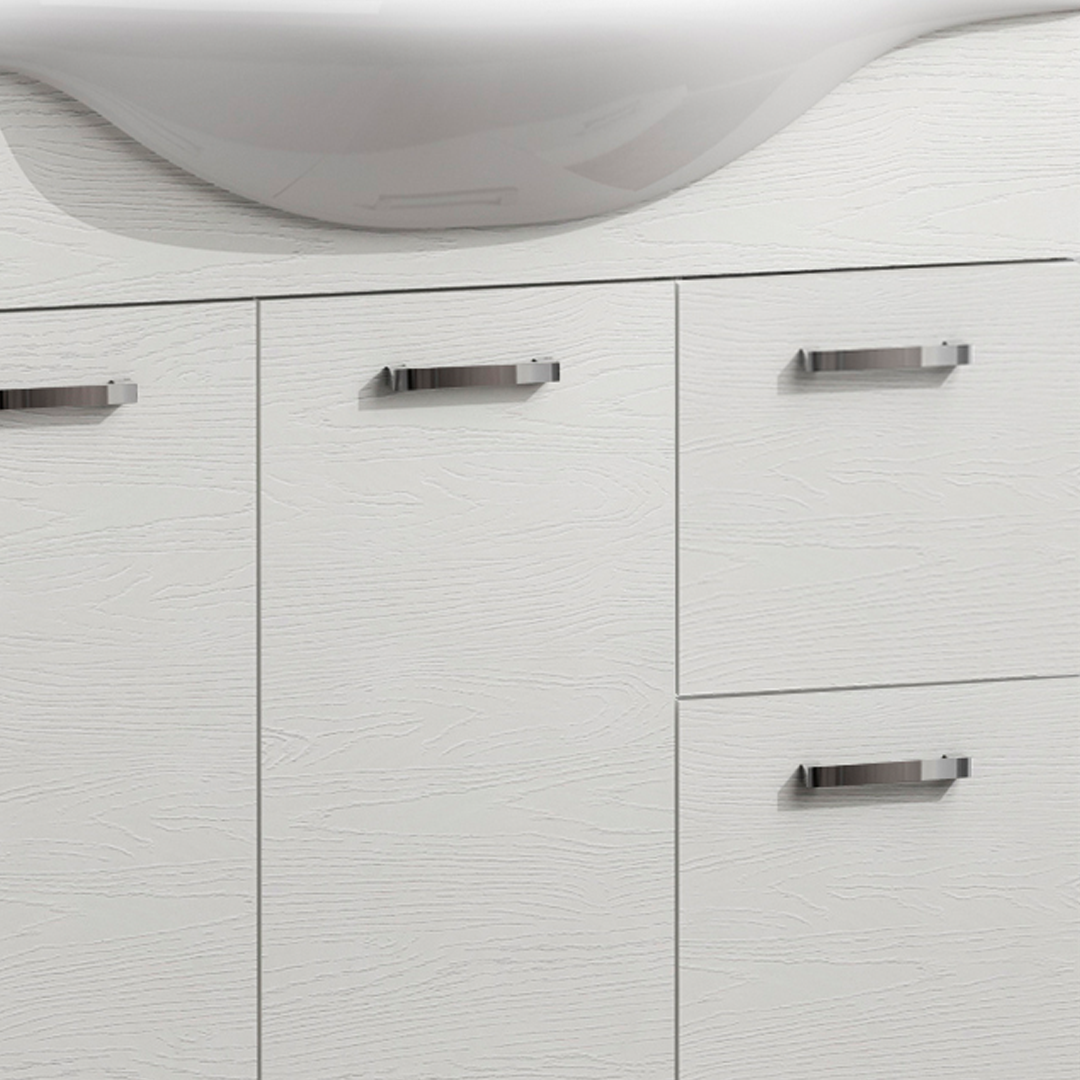 Mobile bagno da terra con lavabo e specchio e illuminazione L 85 x H 85 x P 33.5 cm bianco frassino, 2 ante 2 cassetti per vasca centrale Nicole - 3