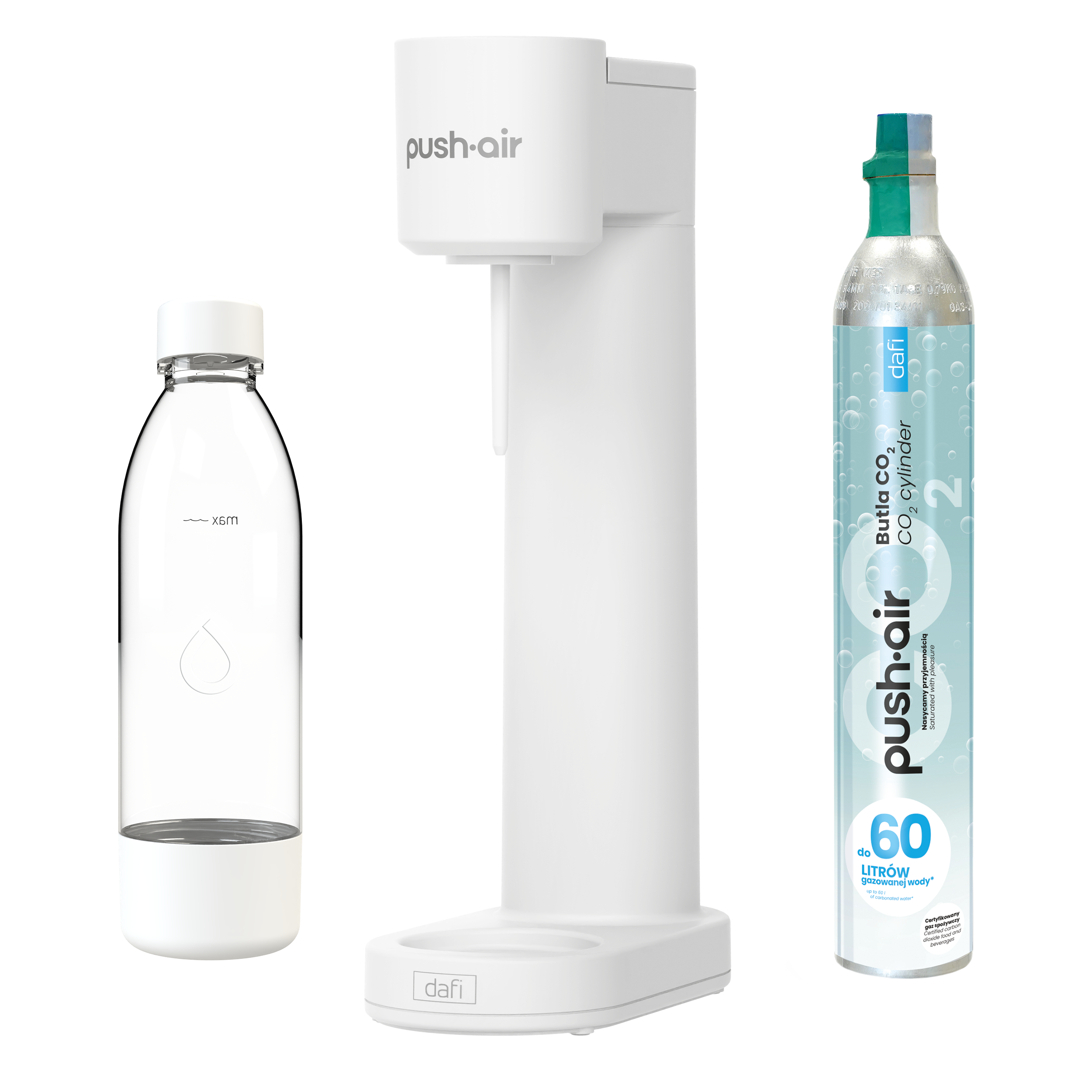 Saturator Pushair z CO2 z butelką 0,7 biały