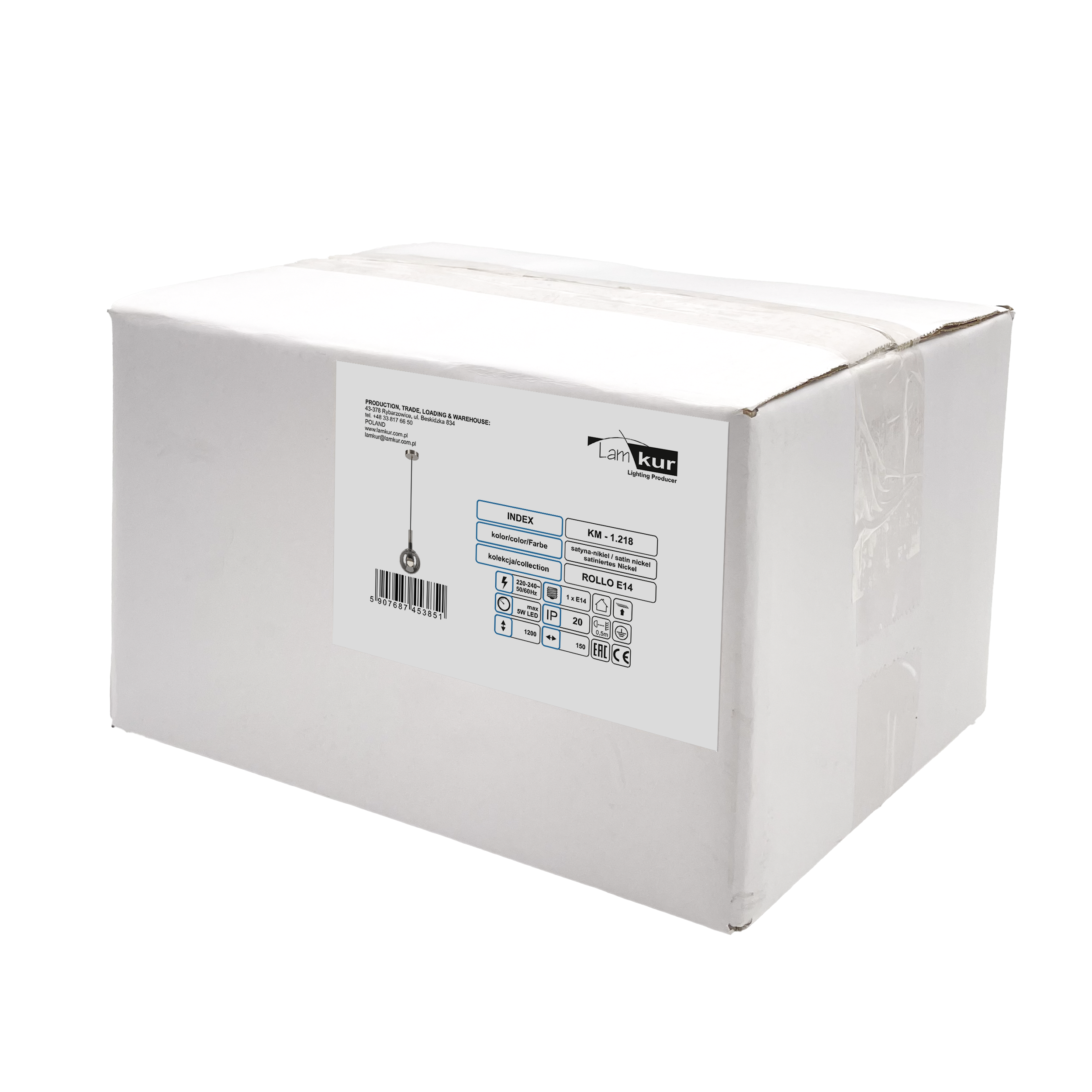 Lampa wisząca Rollo srebrna E14 Lamkur - 9