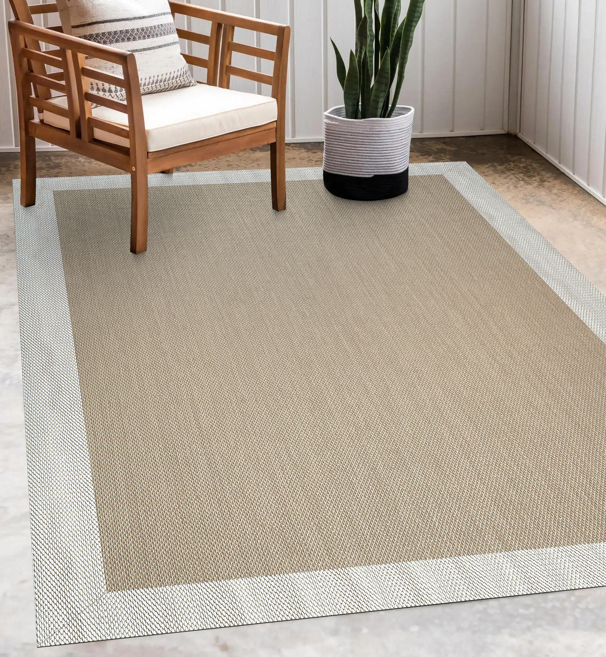 Alfombra pvc Sisaltouch exterior/interior 140x200cm tejido plano base antideslizante liso topo - blanco - 9