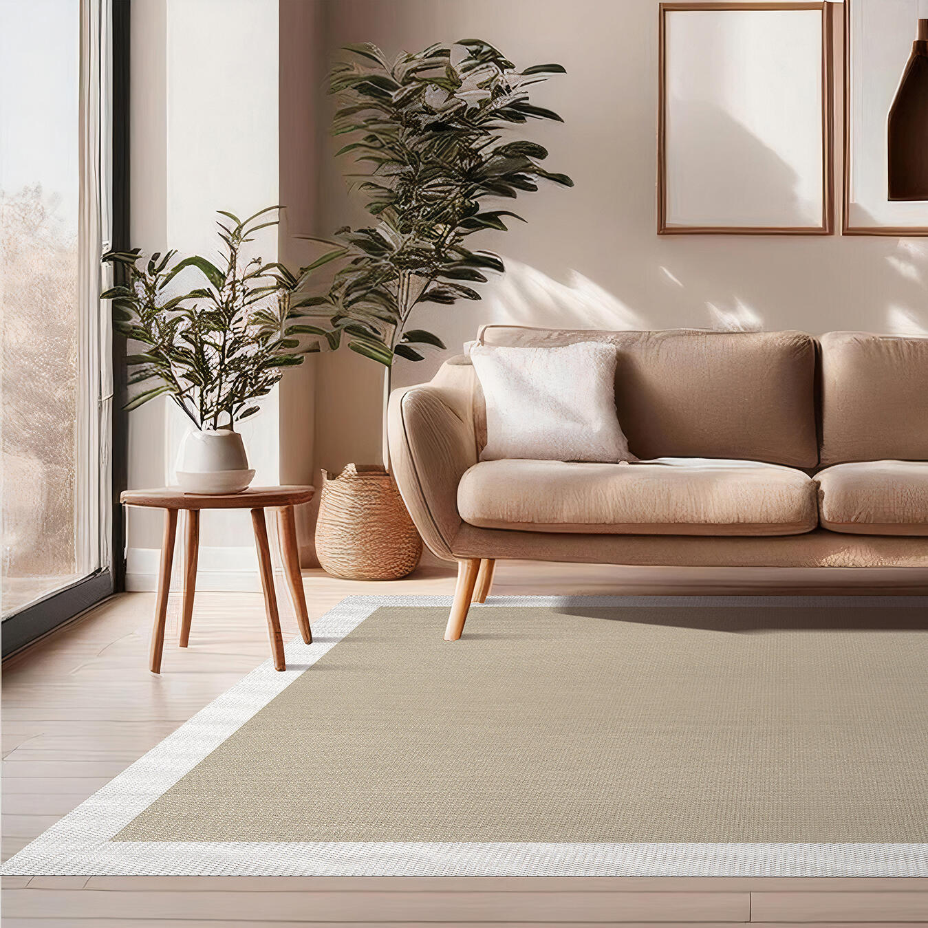 Alfombra pvc Sisaltouch exterior/interior 140x200cm tejido plano base antideslizante liso topo - blanco - 8