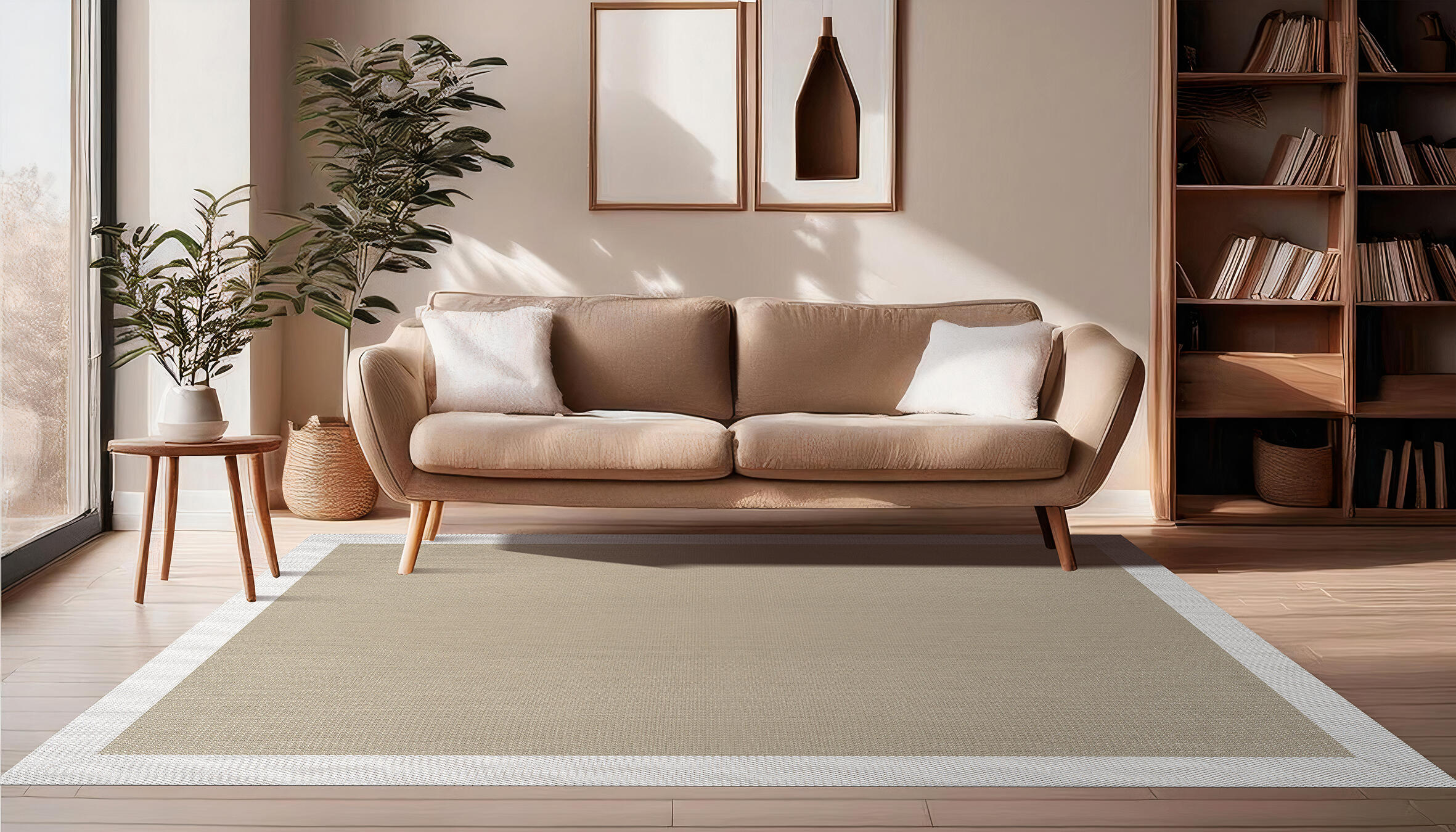 Alfombra pvc Sisaltouch exterior/interior 140x200cm tejido plano base antideslizante liso topo - blanco - 2