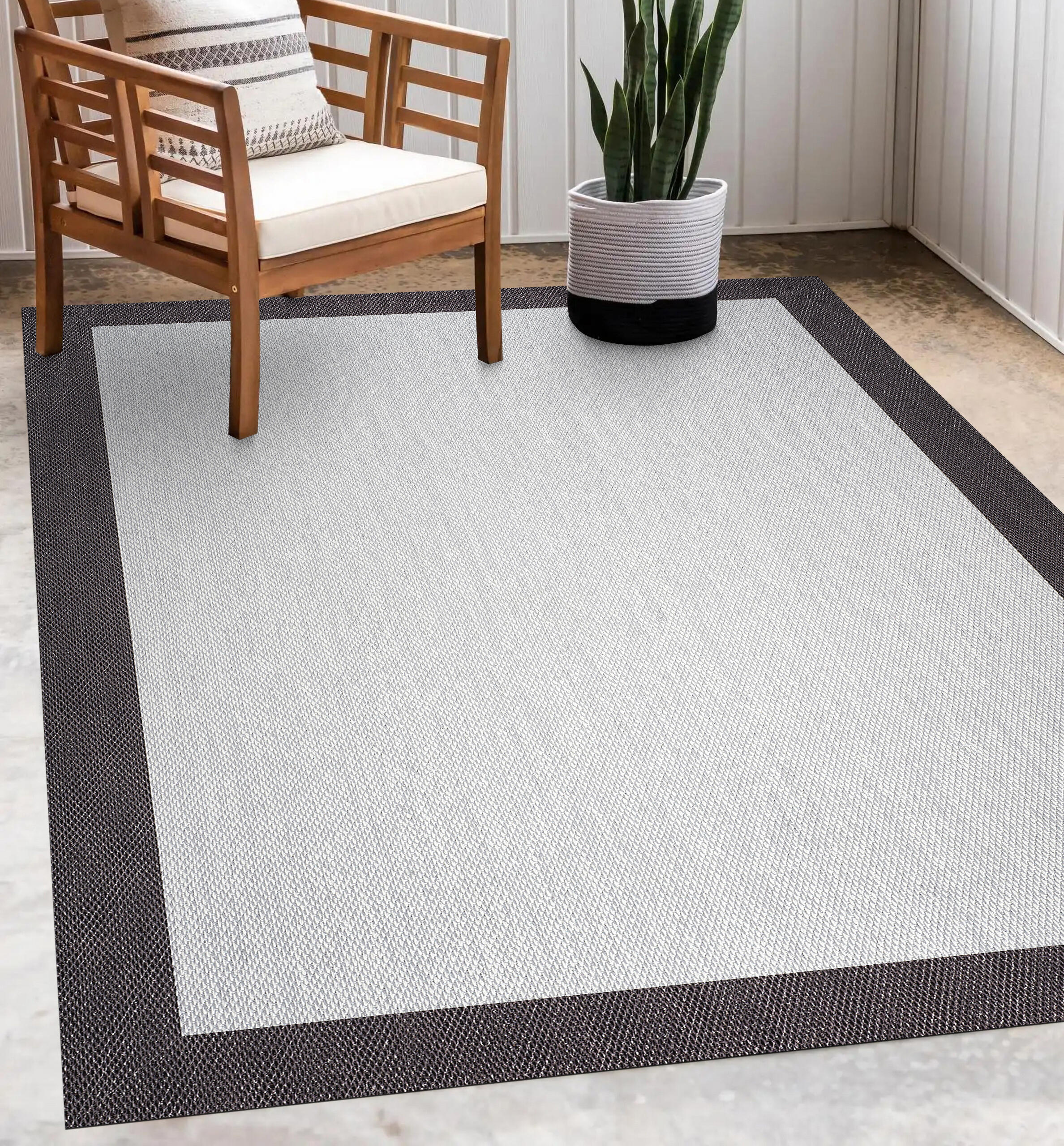 Alfombra pvc Sisaltouch exterior/interior 120x180cm tejido plano base antideslizante liso gris - grafito - 8