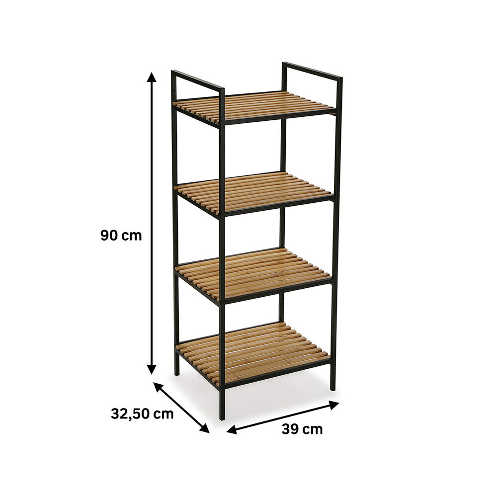 Estante para el baño de madera negro Pua negro 39x32.5x90cm - 2