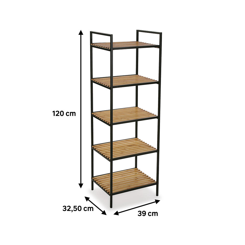 Estante para el baño de madera negro Pua negro 39x32.5x120cm - 2