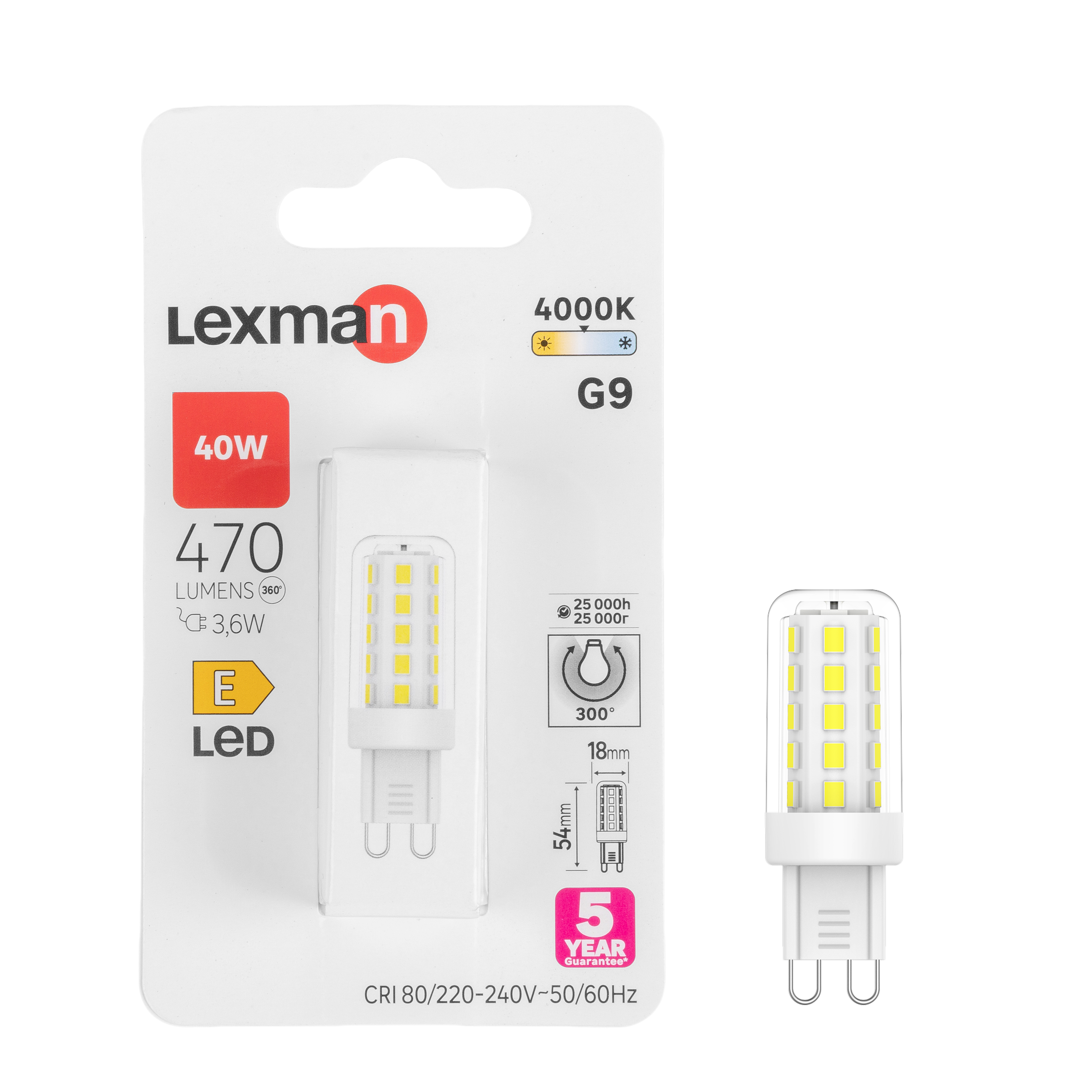 Żarówka LED G9 3.6 W 470 lm Neutralna biel Lexman - 2