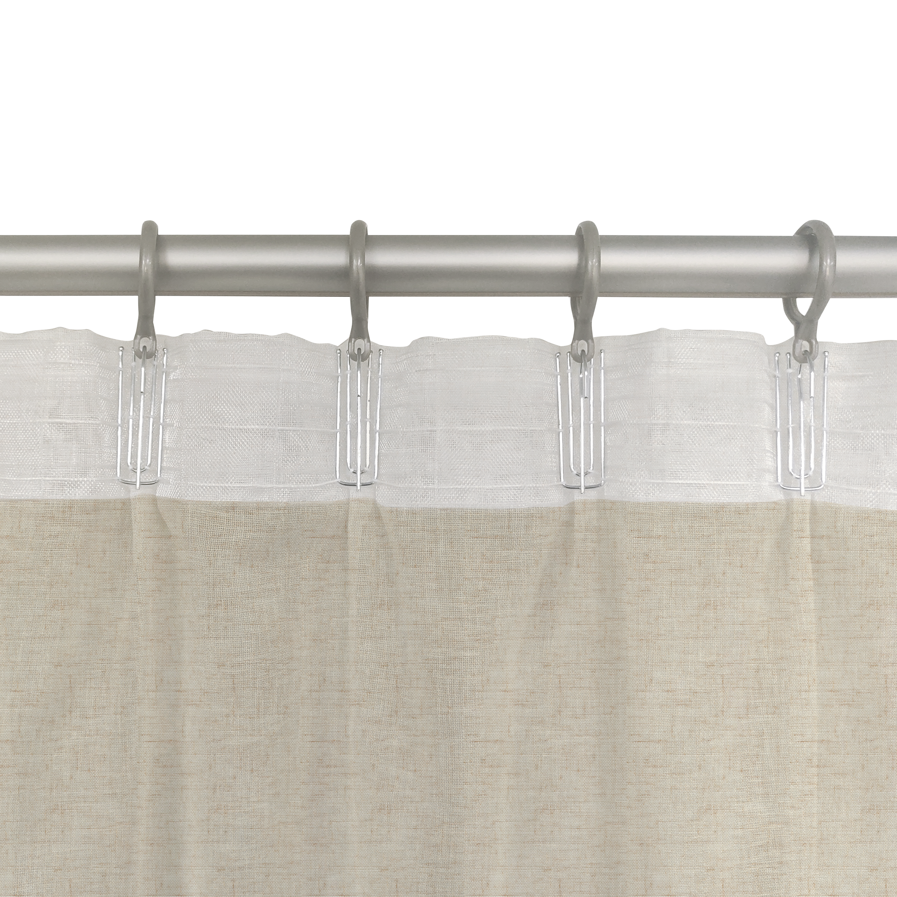 Cortina trabilla oculta, cinta fruncida New Charlina poliéster lino semi-opaco beige trench INSPIRE de 200x280cm. Cinta termopegada - 7