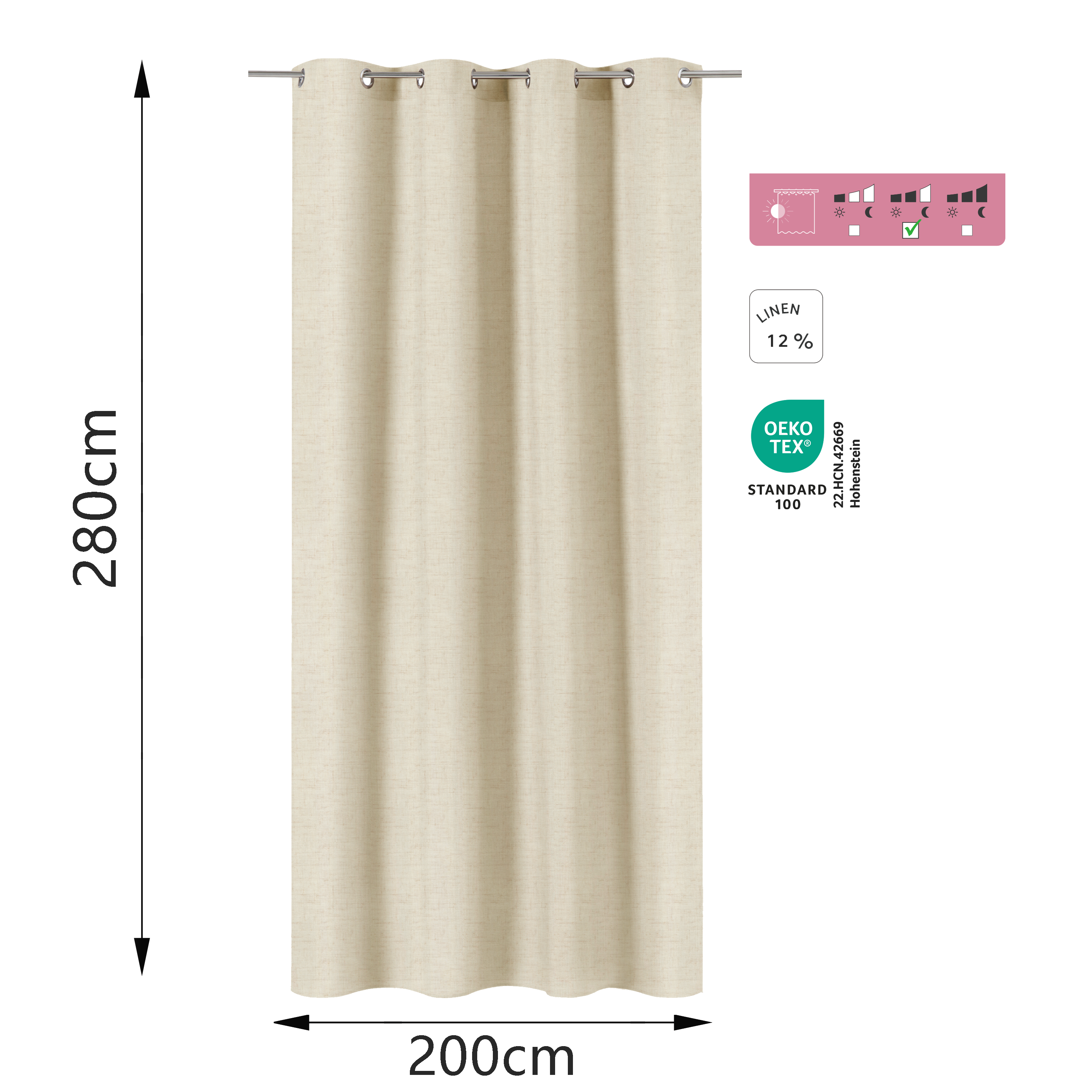 Cortina  ollaos New Charlina  INSPIRE  beige trench de 200x280cm - 2