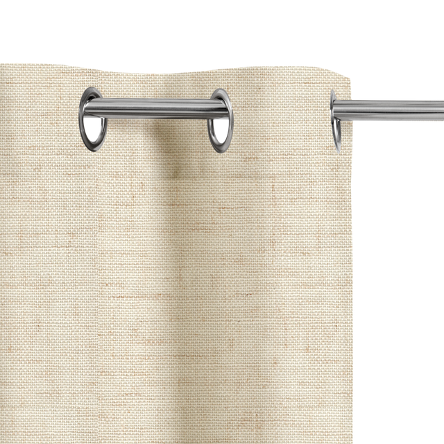 Cortina ollaos New Charlina poliéster lino de 200x280cm INSPIRE semi-opaco beige trench. Incluye cinta termoadhesiva