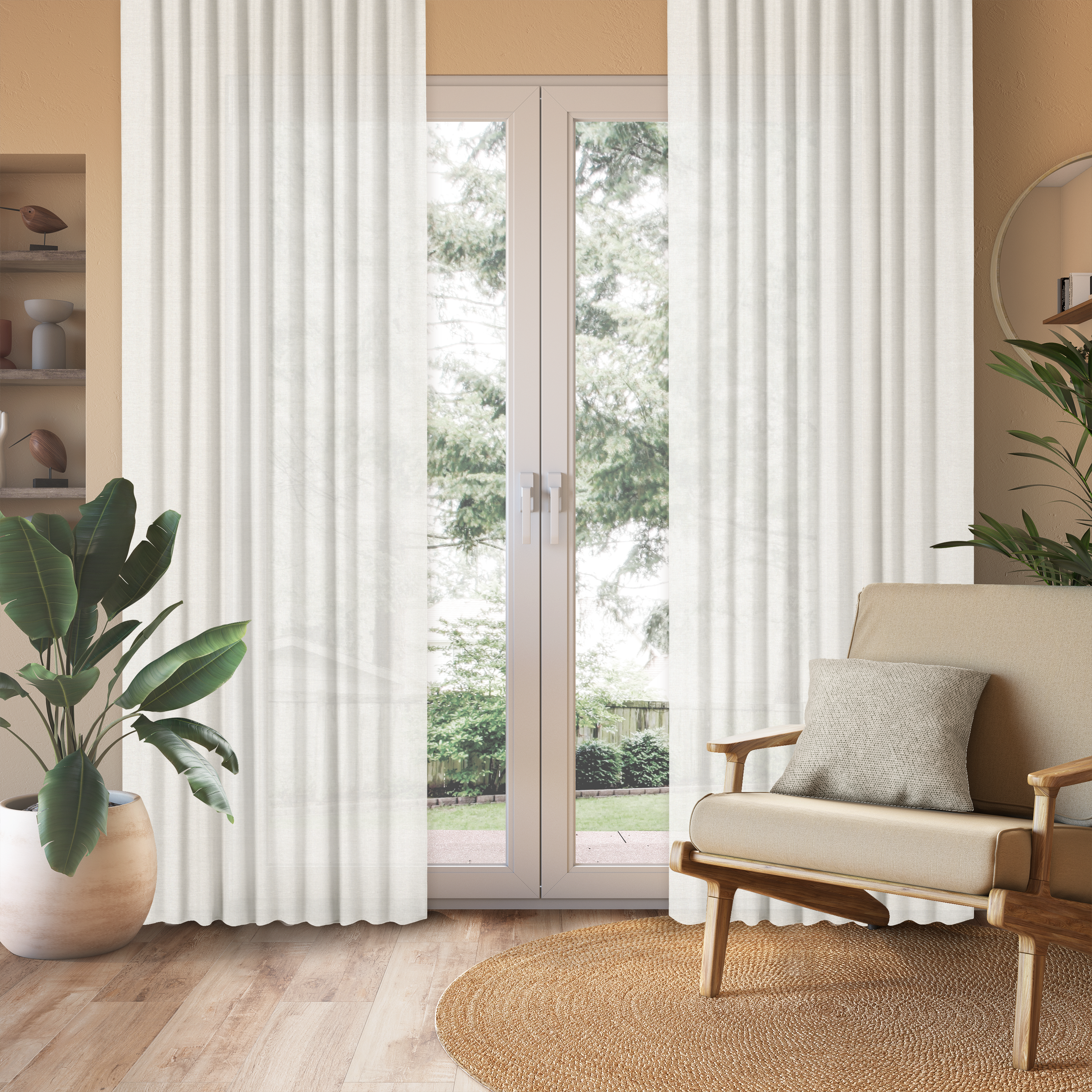Cortina cinta fruncida, trabillas New Charlina poliéster lino de 200x280cm INSPIRE blanco. Incluye cinta termoadhesiva - 2