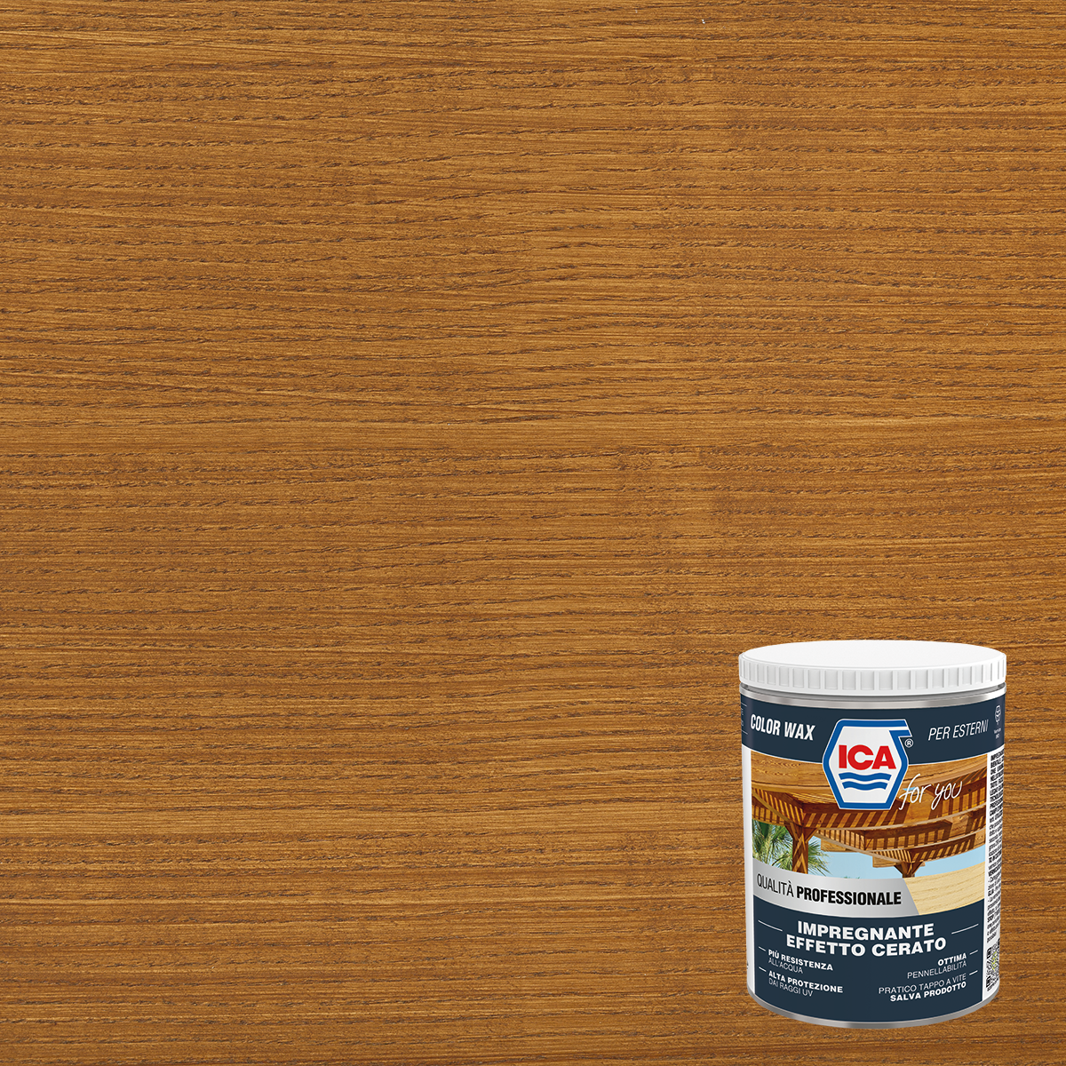 Impregnante per legno da esterno a base acqua ICA FOR YOU cerato noce opaco 0.75 lt, 10 anni di protezione. - 5