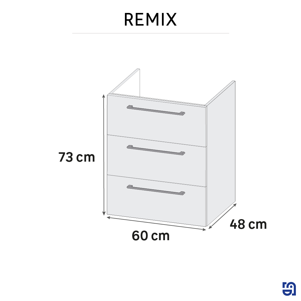 Meuble sous-vasque 3t L.60cm x H.73cm x P.48cm effet chêne doré Remix - 3