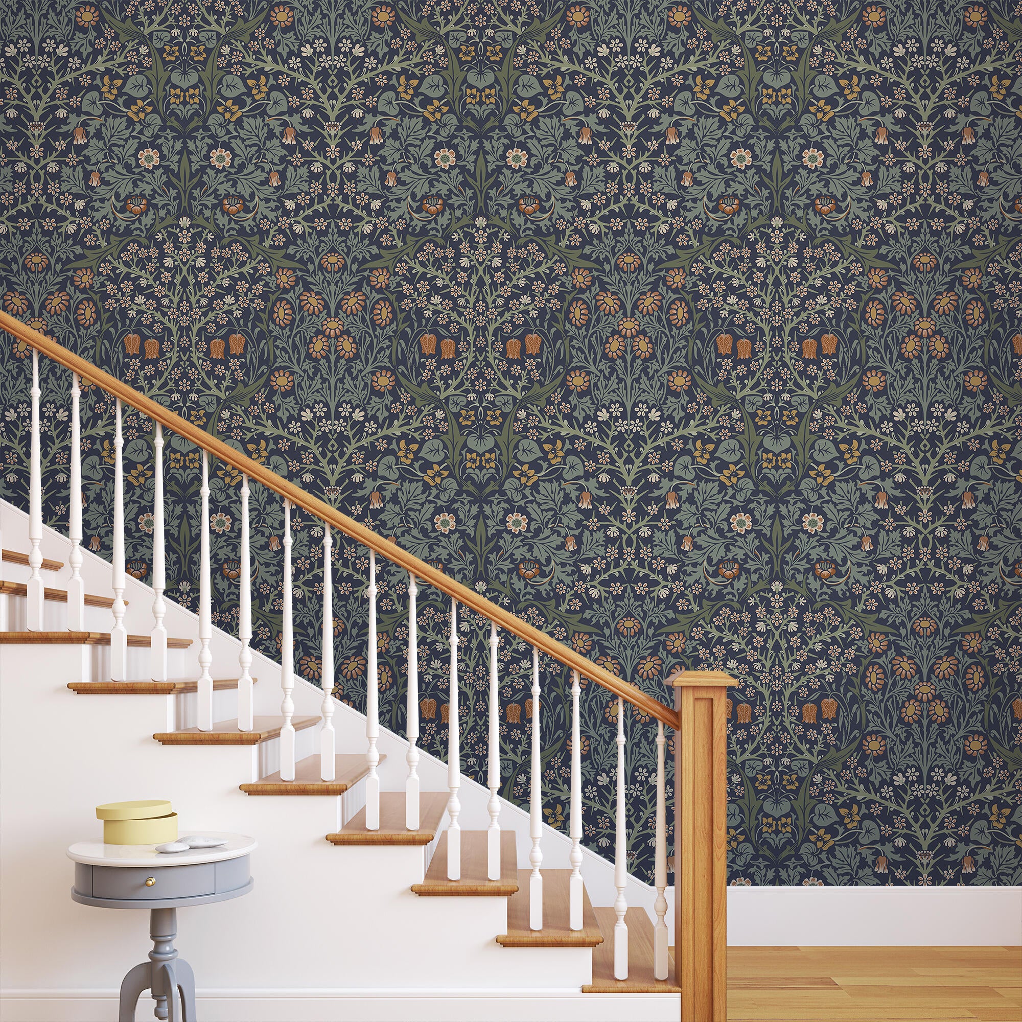 Tapisserie Murale Belge 'Arbre De Vie' Bleu - Design William Morris, 47x69 Cm, Doublée Avec Emplacement Pour Tringle - Neuf