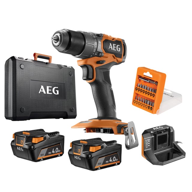 Perceuse à percussion 18 V AEG, 65 Nm + 2 batteries 4Ah